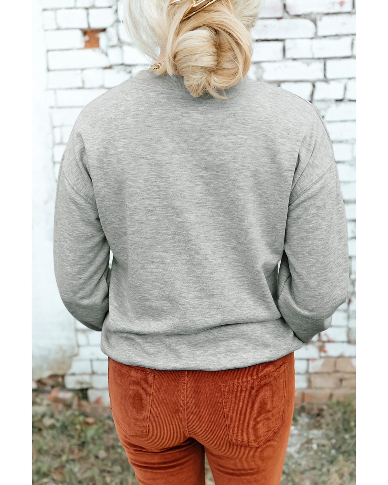 V539-AZEXDC25318682-P11-2XL-202508280245-00 Gray Disco Ball Bowknot Pumpkin Graphic Crewneck Sweatshirt - 2XL - Image 1