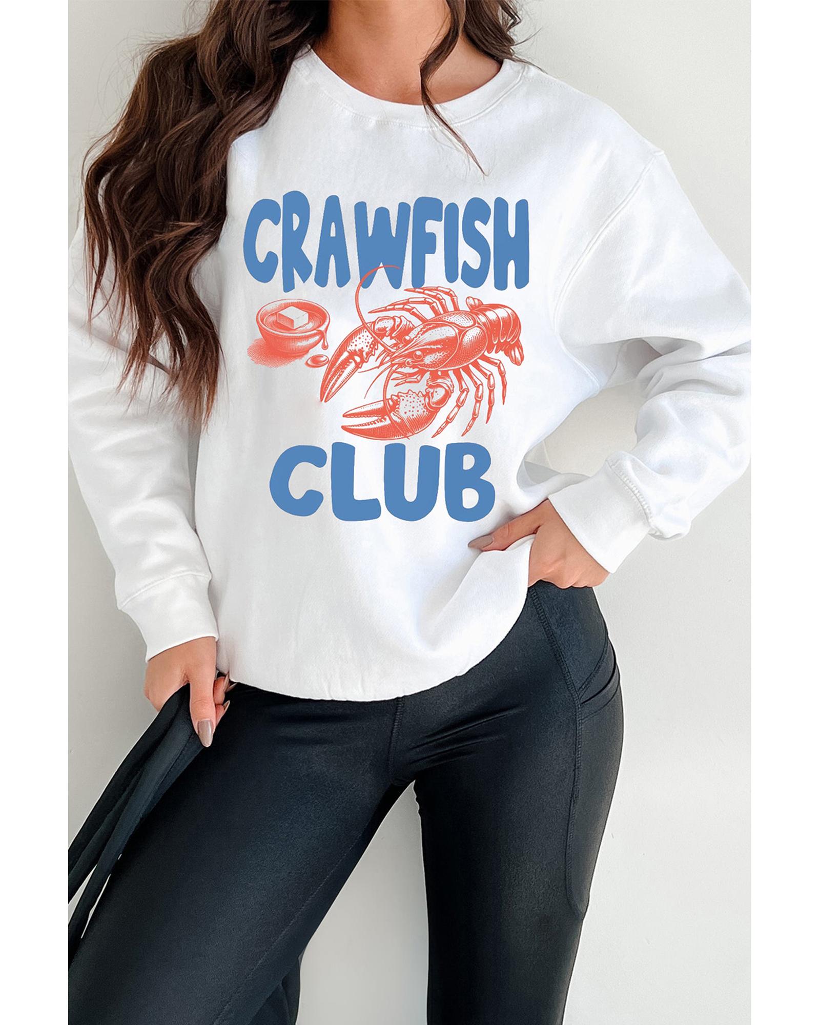 V539-AZEXDC25319462-15-L-202508281750-00 White CRAWFISH CLUB Printed Drop Shoulder Sweatshirt - L - Image 1