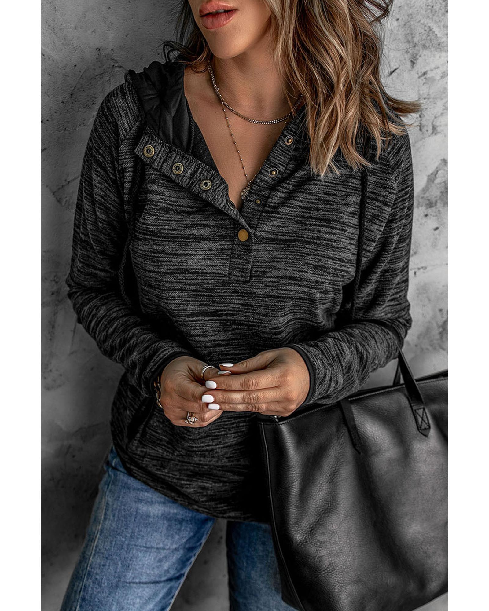 V539-AZEXDC2532487-2-S-161312-00 Azura Exchange Button Snap Neck Pullover Hoodie - S - Image 1