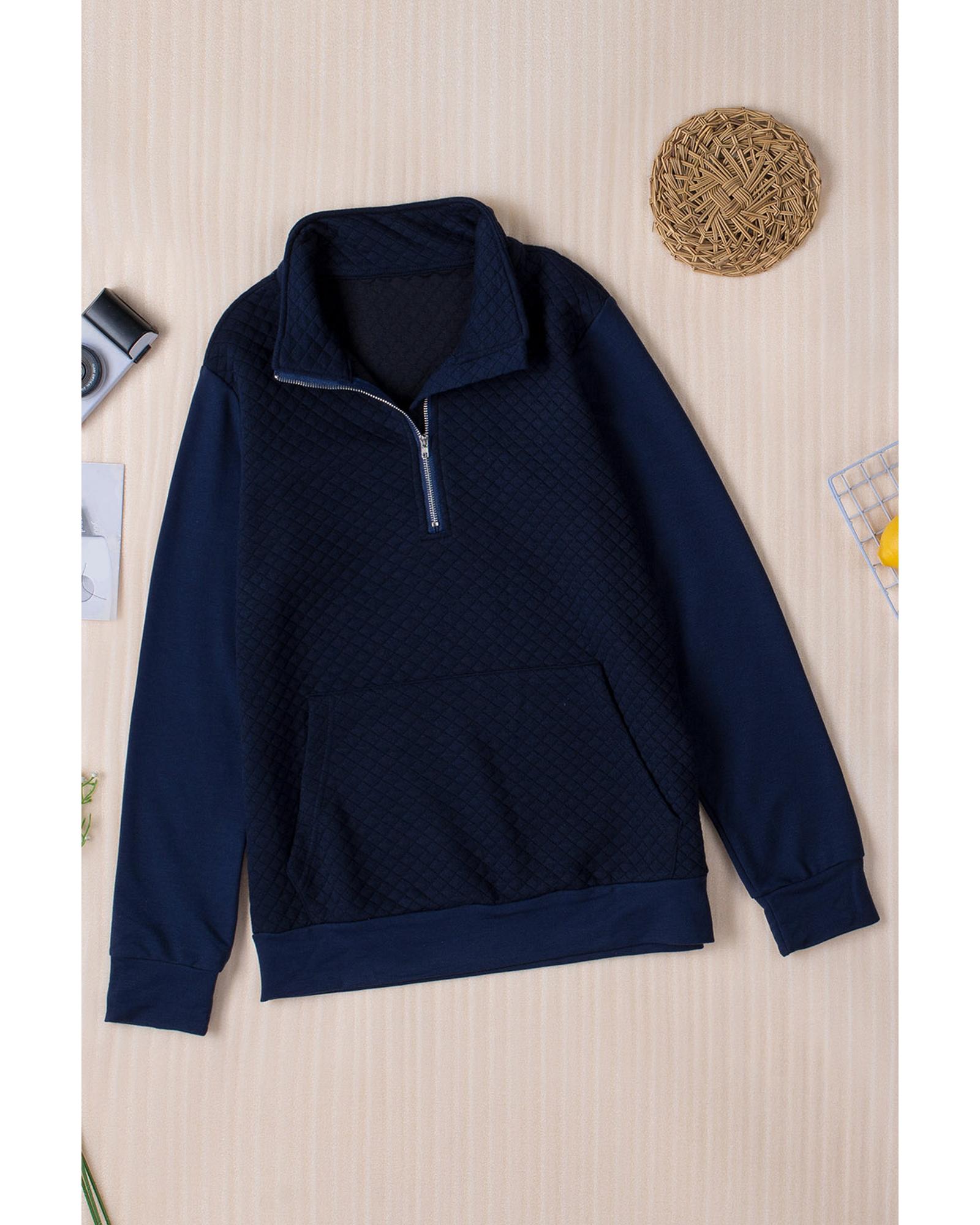 V539-AZEXDC2539821-5-M-202508251715-01 Azura Exchange Luxury Waffle Zip Up Sweatshirt - M - Image 2