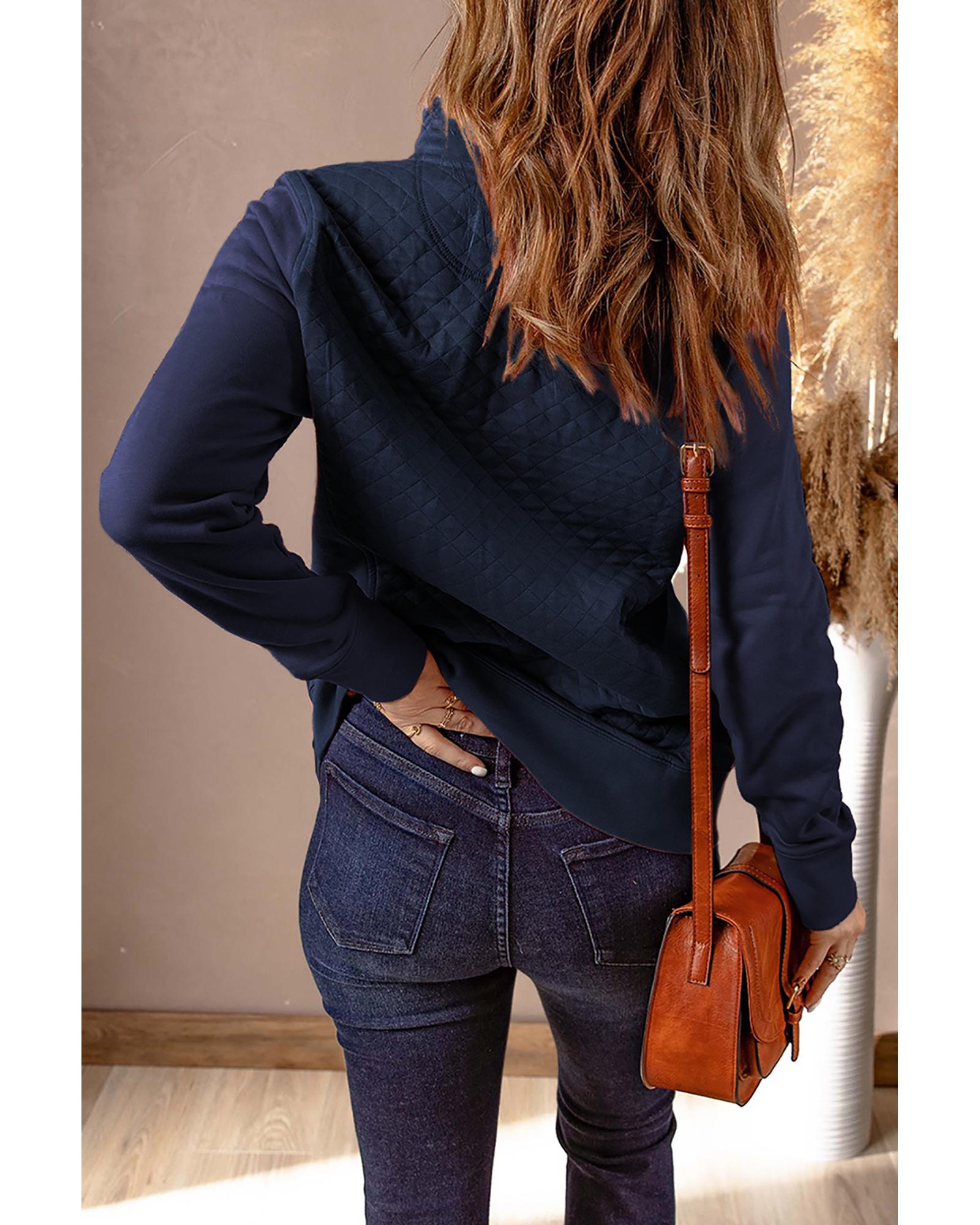 V539-AZEXDC2539821-5-M-202508251715-03 Azura Exchange Luxury Waffle Zip Up Sweatshirt - M - Image 4