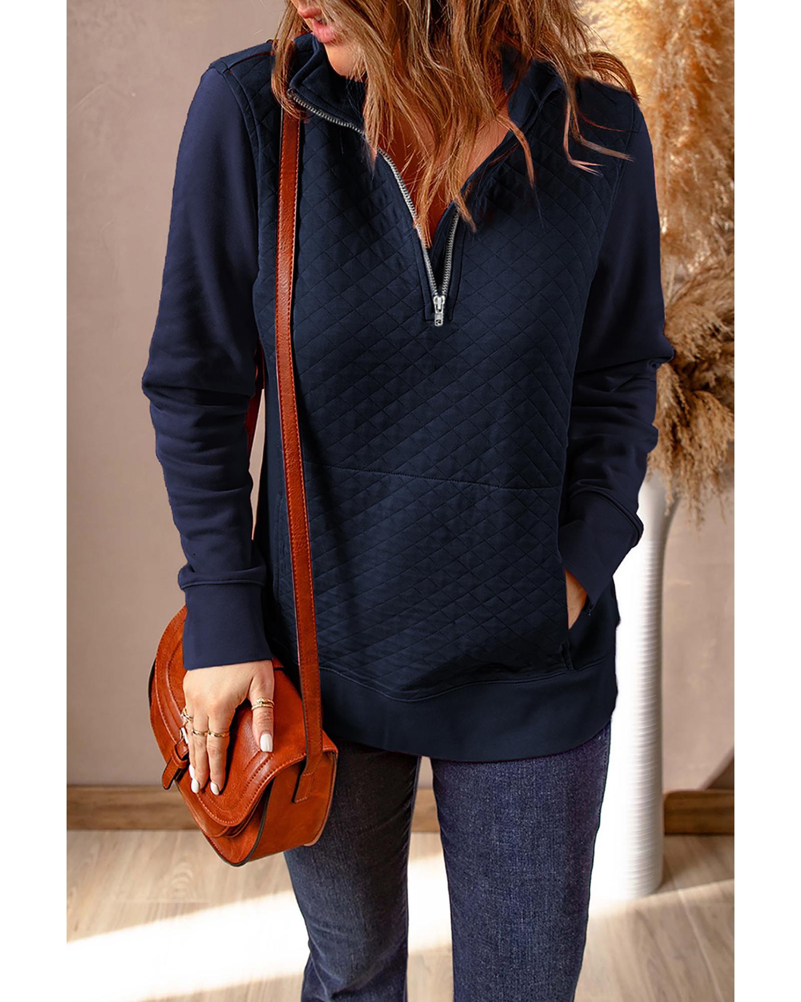 V539-AZEXDC2539821-5-M-202508251715-05 Azura Exchange Luxury Waffle Zip Up Sweatshirt - M - Image 6