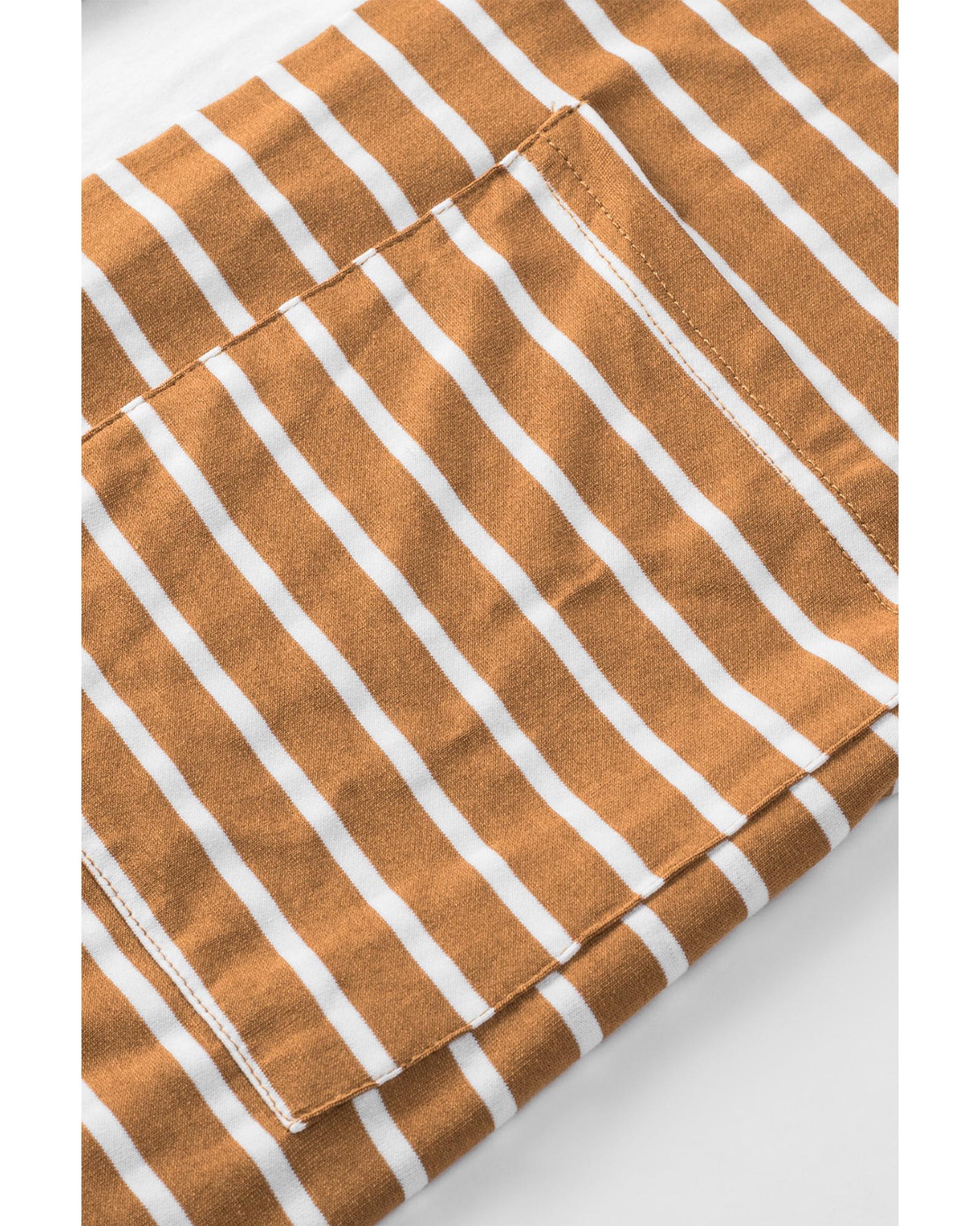 V539-AZEXDC2541971-17-L-202508292300-01 Brown Striped Side Pockets Open Front Cardigan - L - Image 2