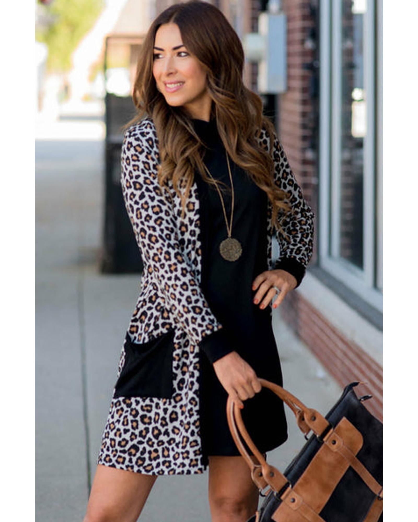 V539-AZEXDC2542502-P220-S-202506130737-06 Black Leopard Patched Pocket Open Front Cardigan - S - Image 7