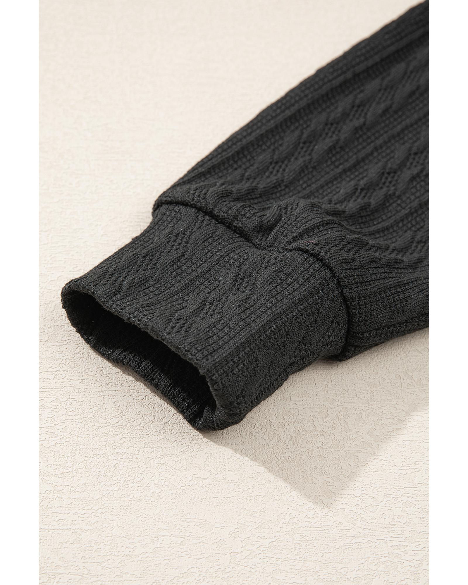 V539-AZEXDC2542524-P2-S-202506130822-04 Black Textured Knit Side Pockets Open Front Cardigan - S - Image 5