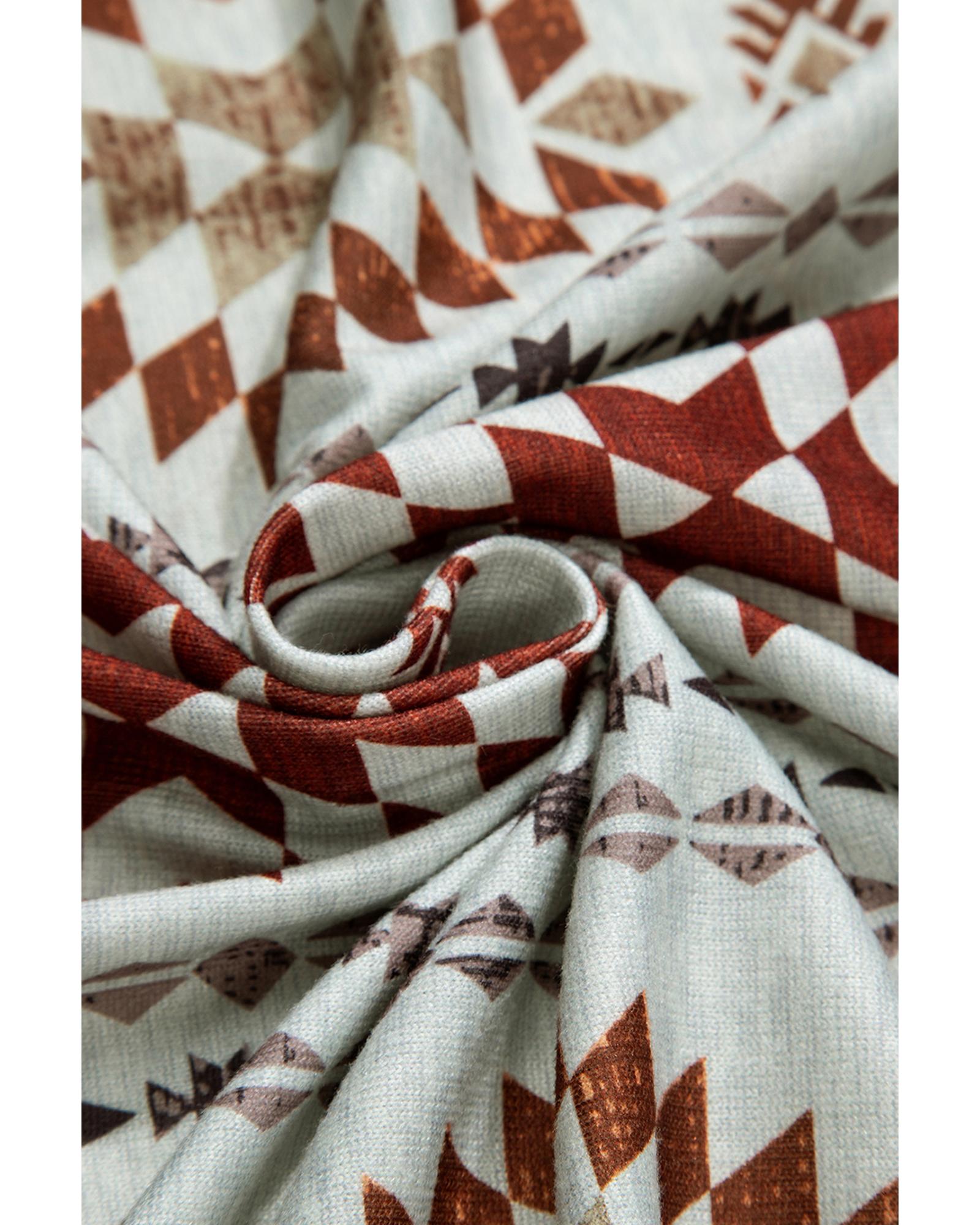 V539-AZEXDC2542552-P1720-M-202508282015-04 Brown Western Aztec Printed Open Front Long Cardigan - M - Image 5