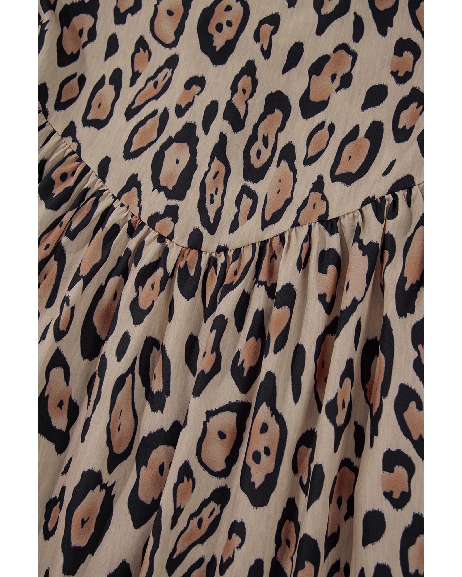 V539-AZEXDC2555762-P4016-L-202508280505-00 Light French Beige Oversized Leopard Print Balloon Sleeve Casual Shirt - L - Image 1