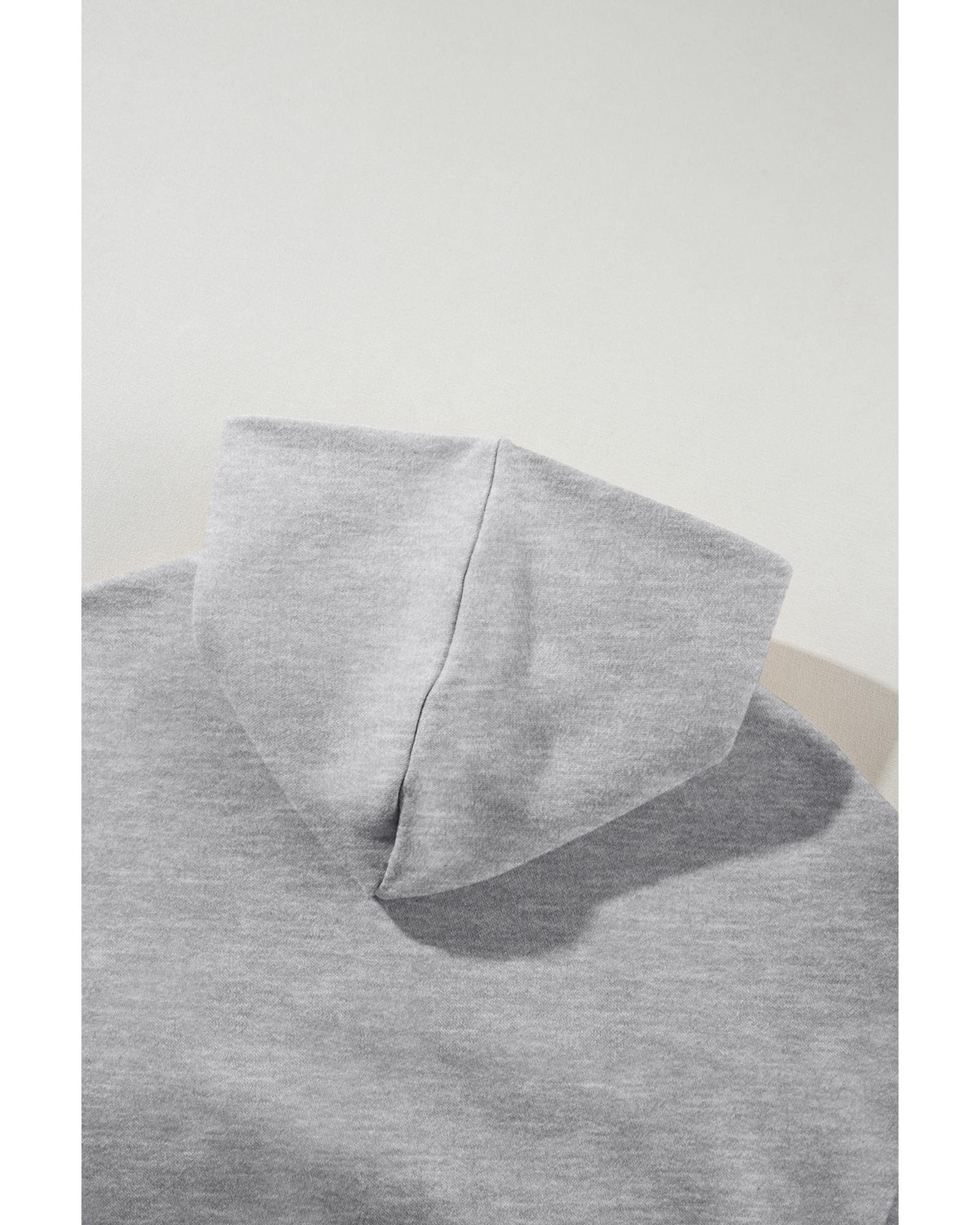 V539-AZEXDC2611672-P11-XL-202508270410-00 Gray Solid Exposed Seams Hoodie and Joggers Activewear Set - XL - Image 1