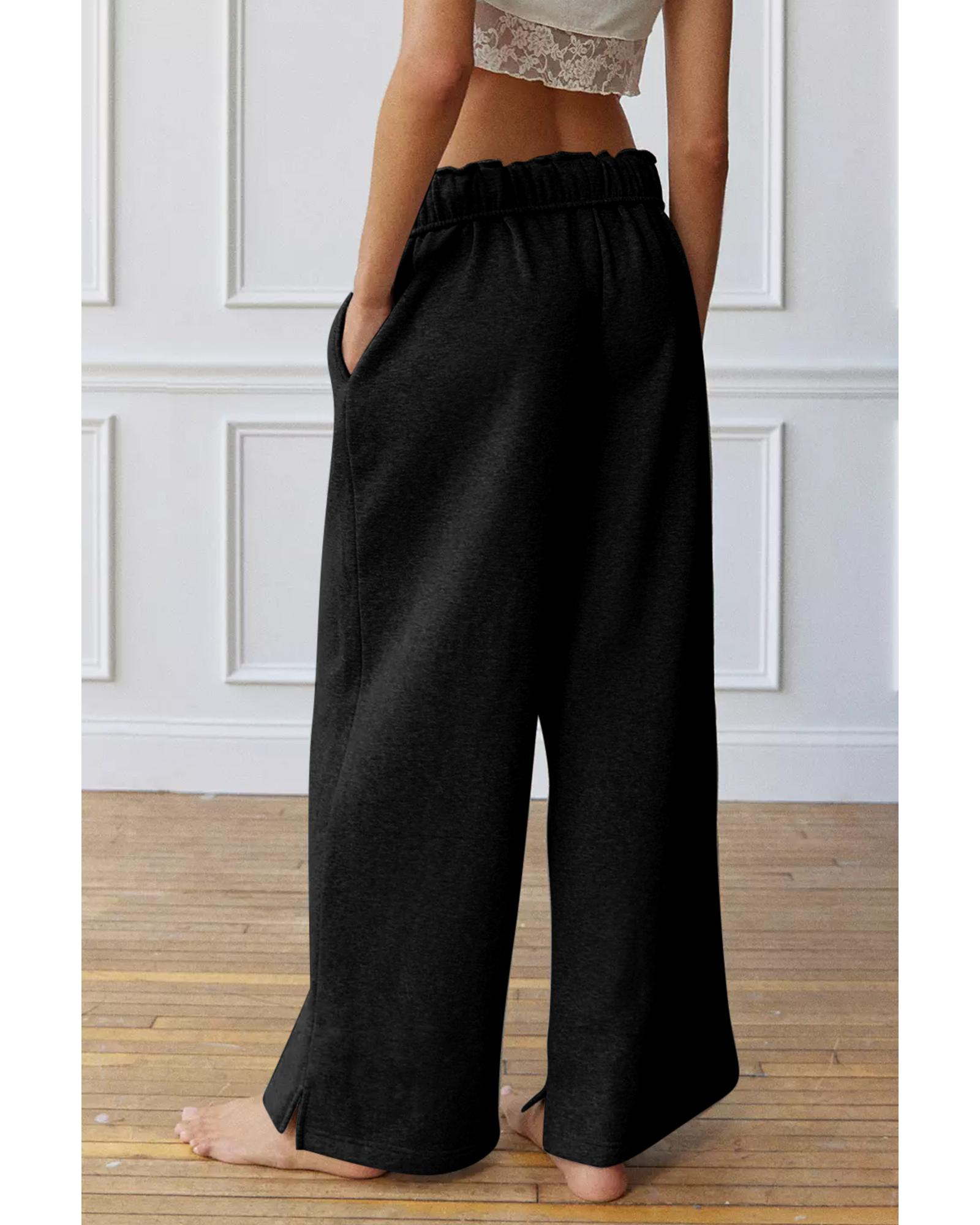 V539-AZEXDC265570-P2-XL-202508271840-00 Black Elastic High Waist Drawstring Sweatpants - XL - Image 1
