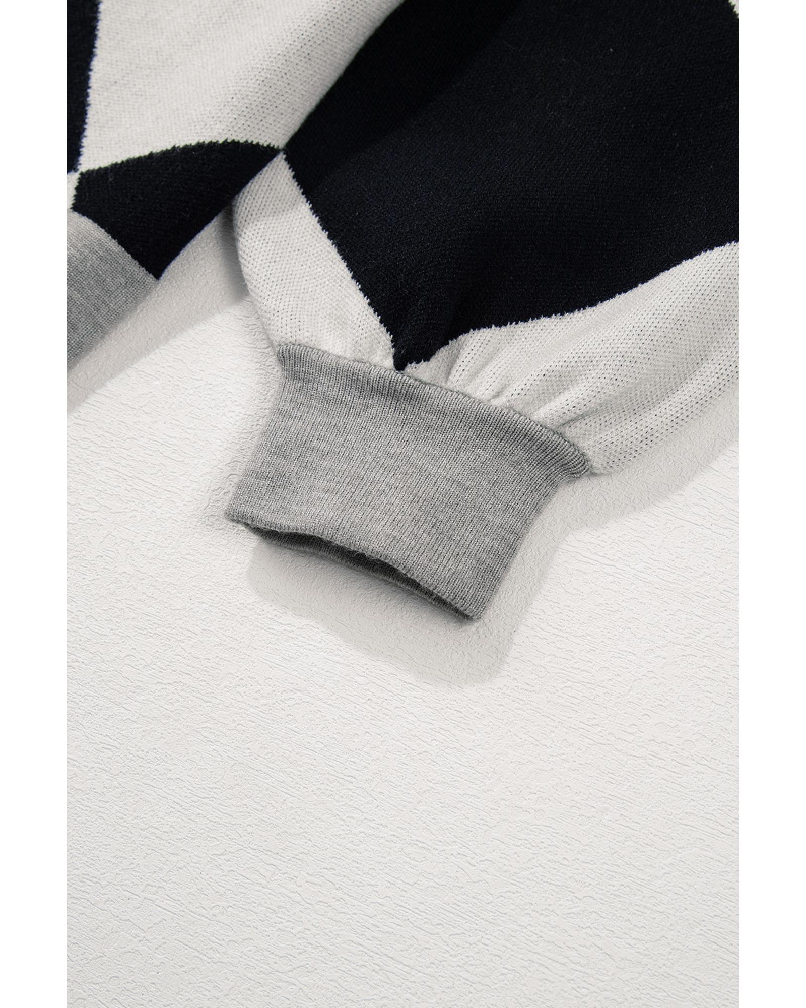 V539-AZEXDC2711645-P222-L-202508300440-06 Black Colorblock Drop Shoulder Buttoned Loose Cardigan - L - Image 7