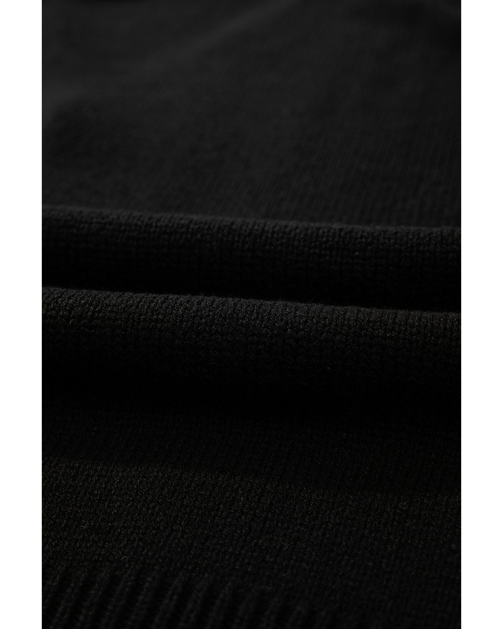 V539-AZEXDC2711785-P2-S-202506132131-04 Black Open Knit Drop Shoulder Sweater Cardigan - S - Image 5