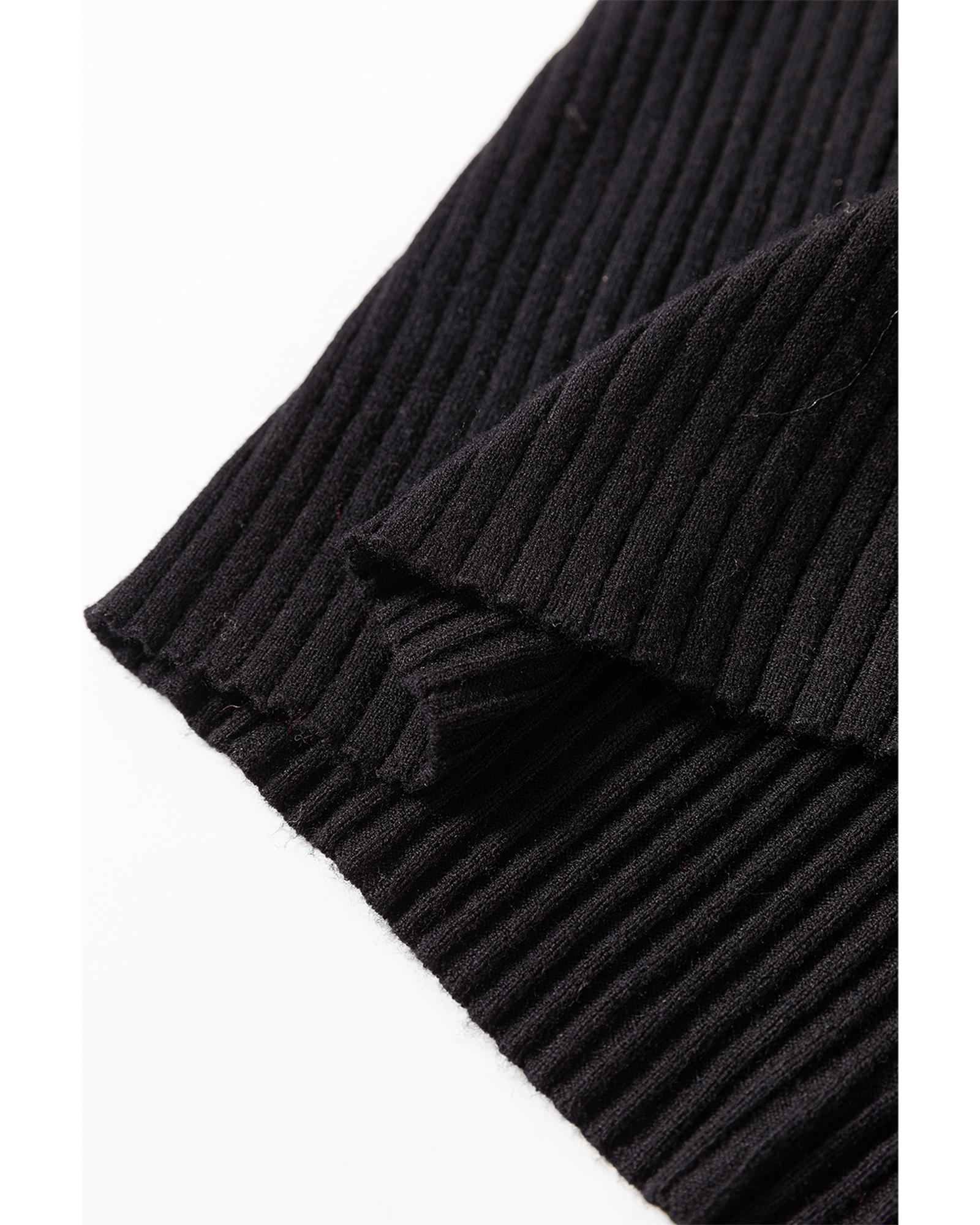 V539-AZEXDC2711903-P2-L-202508300215-05 Black Ribbed Knit Collared Slim Fit Sweater Cardigan - L - Image 6