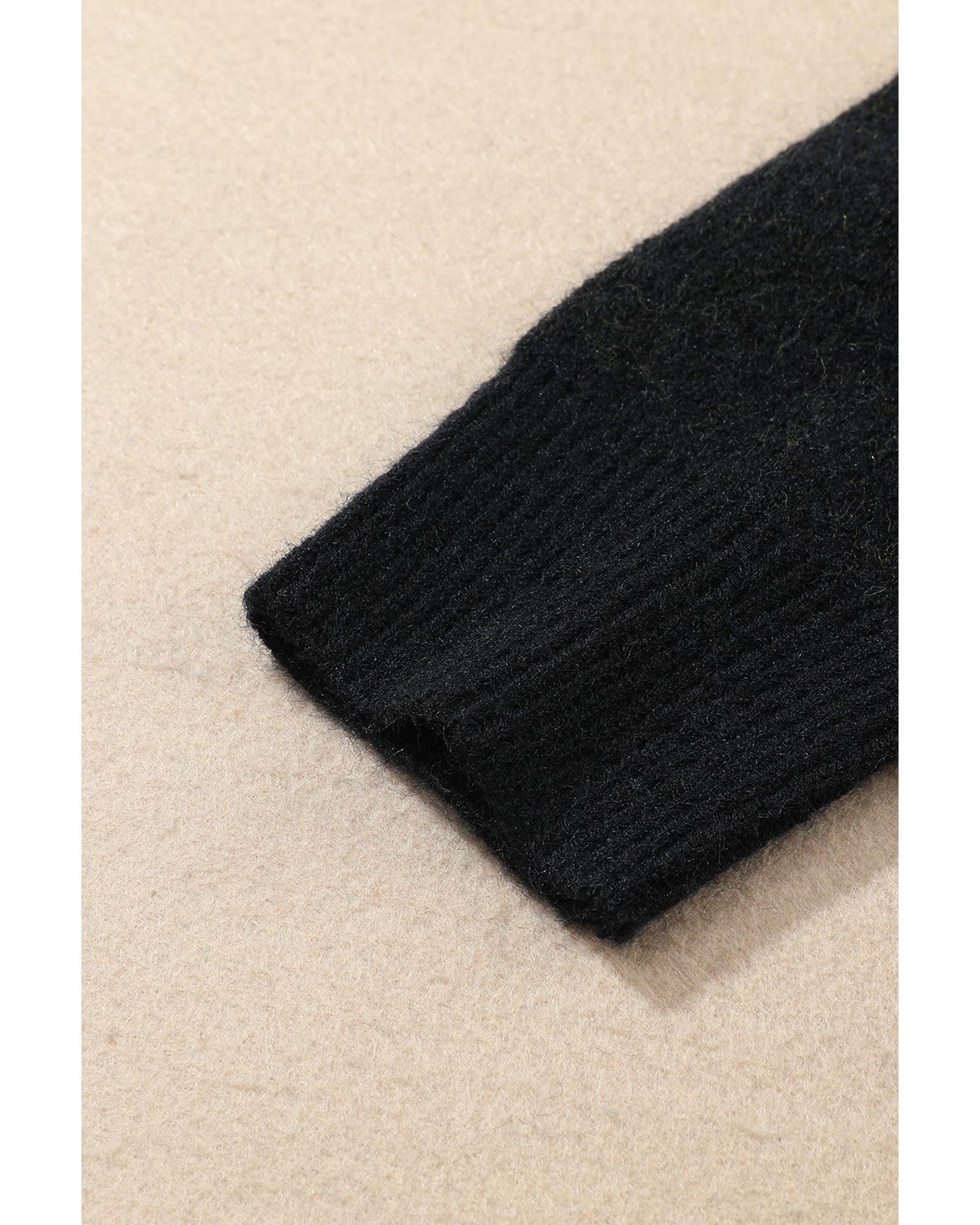 V539-AZEXDC2723920-P2-M-202506191811-03 Black Cheetah Pattern Knit Round Neck Sweater - M - Image 4