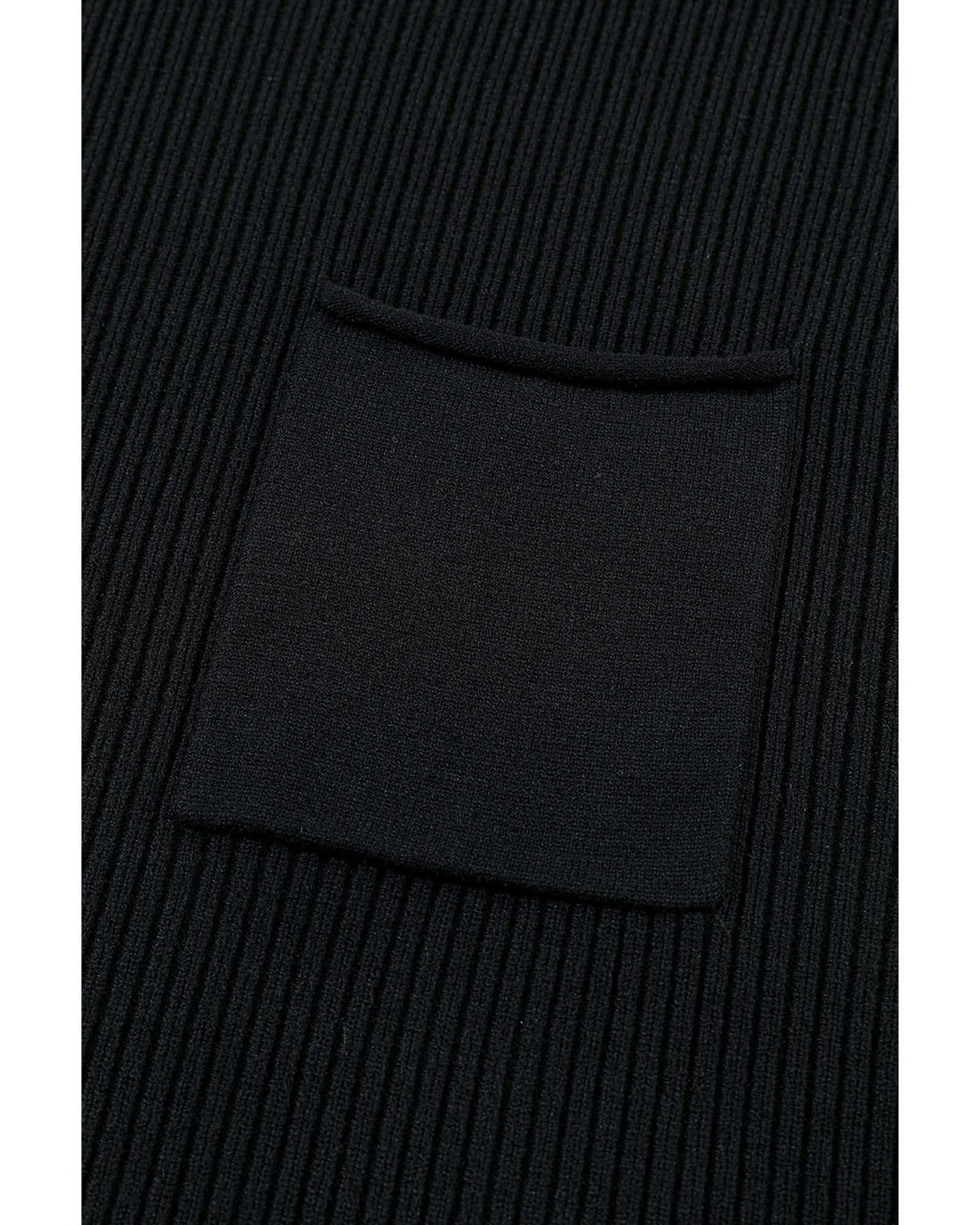 V539-AZEXDC2724250-P2-XL-202508280650-03 Black Patch Pocket Ribbed Knit Short Sleeve Sweater - XL - Image 4