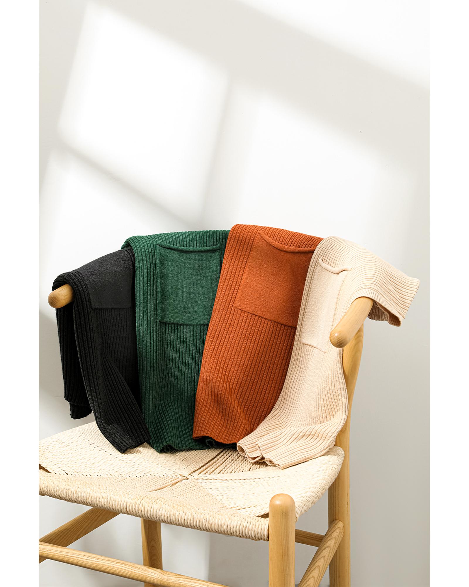 V539-AZEXDC2724250-P2-XL-202508280650-07 Black Patch Pocket Ribbed Knit Short Sleeve Sweater - XL - Image 8