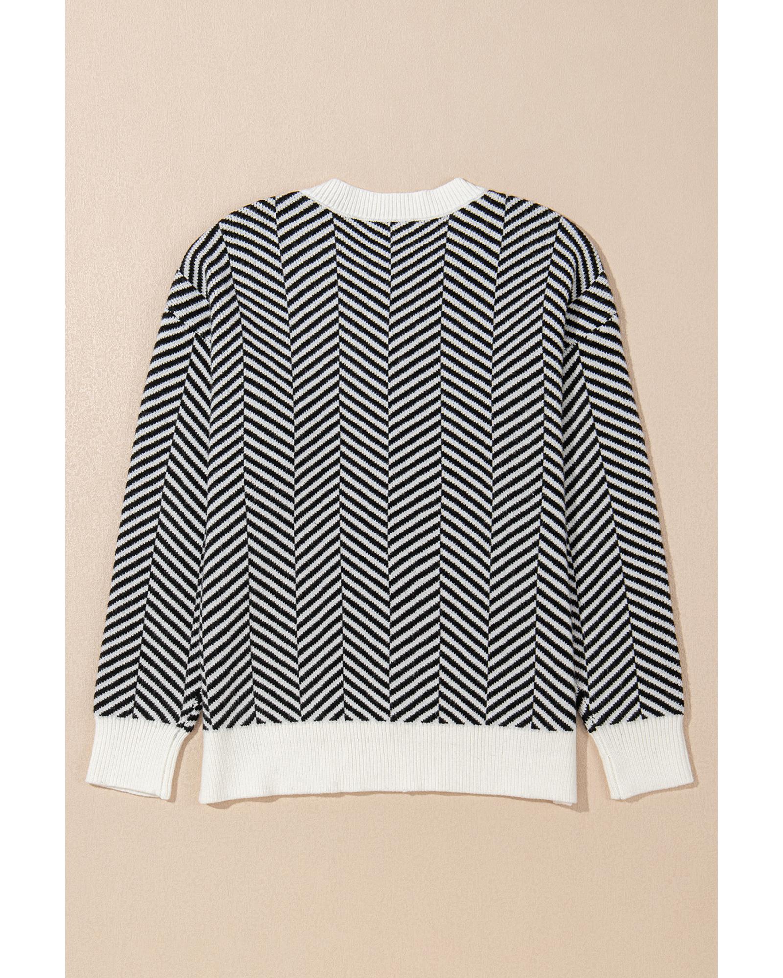 V539-AZEXDC2724829-P2-L-202508280730-01 Black Contrast Edge Crew Neck Drop Shoulder Sweater - L - Image 2