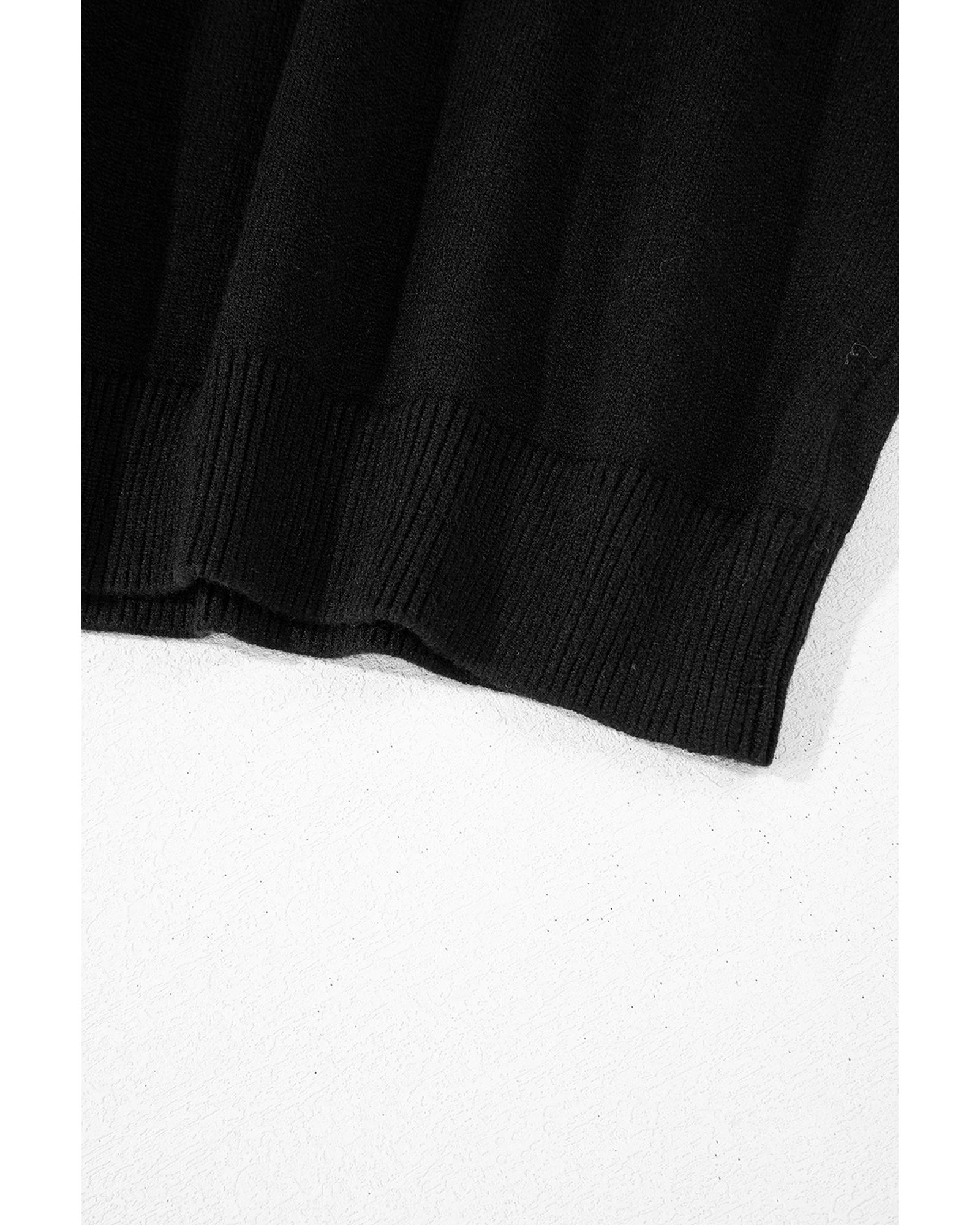 V539-AZEXDC2725140-P2-XL-202508281510-06 Black Pearled Drop Shoulder Round Neck Sweater - XL - Image 7