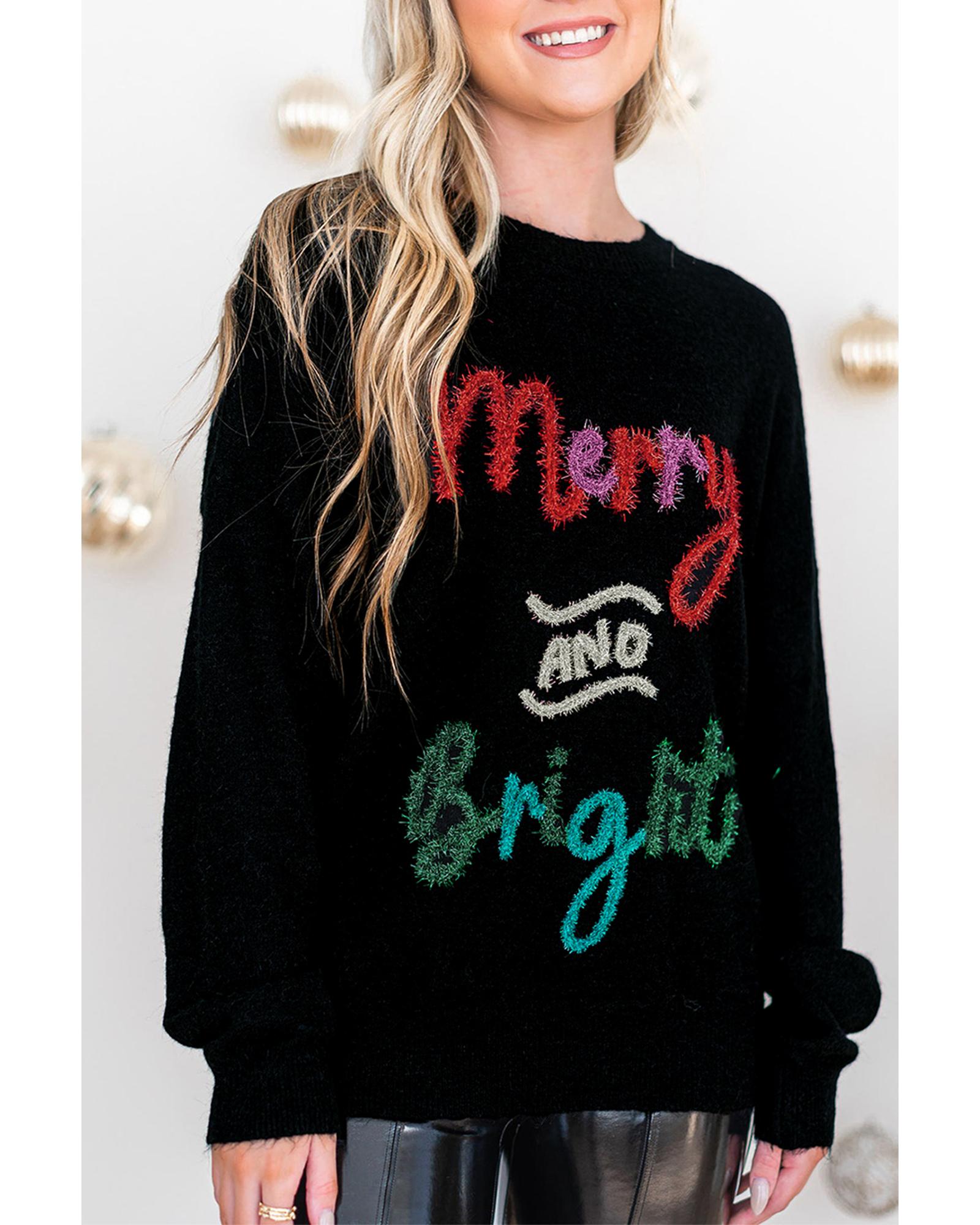 V539-AZEXDC2725249-P2-XL-202508291805-05 Black Tinsel Merry and Bright Graphic Christmas Sweater - XL - Image 6