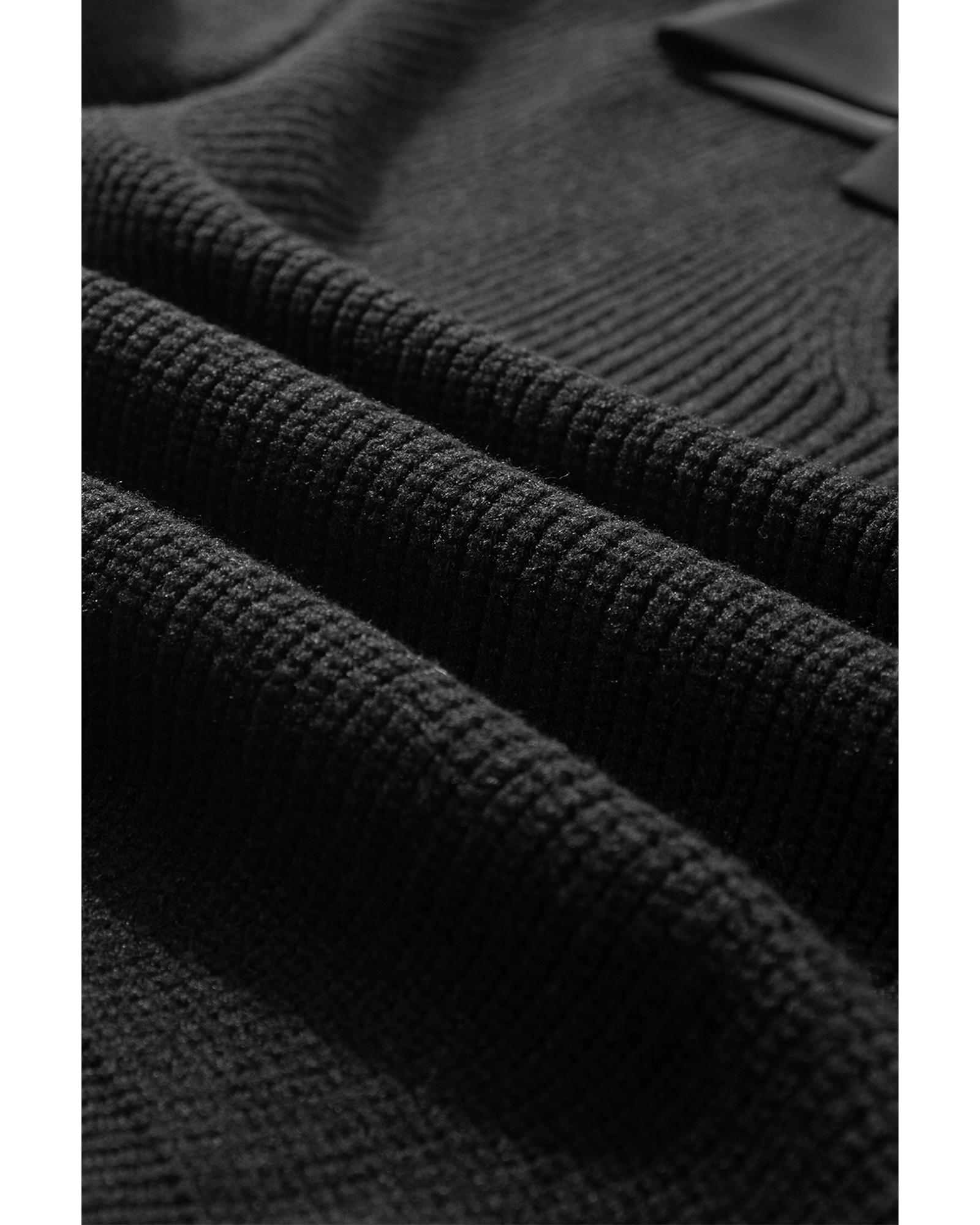 V539-AZEXDC2725453-P2-L-202506132235-07 Black Lantern Sleeve V Neck Knot Back Sweater - L - Image 8