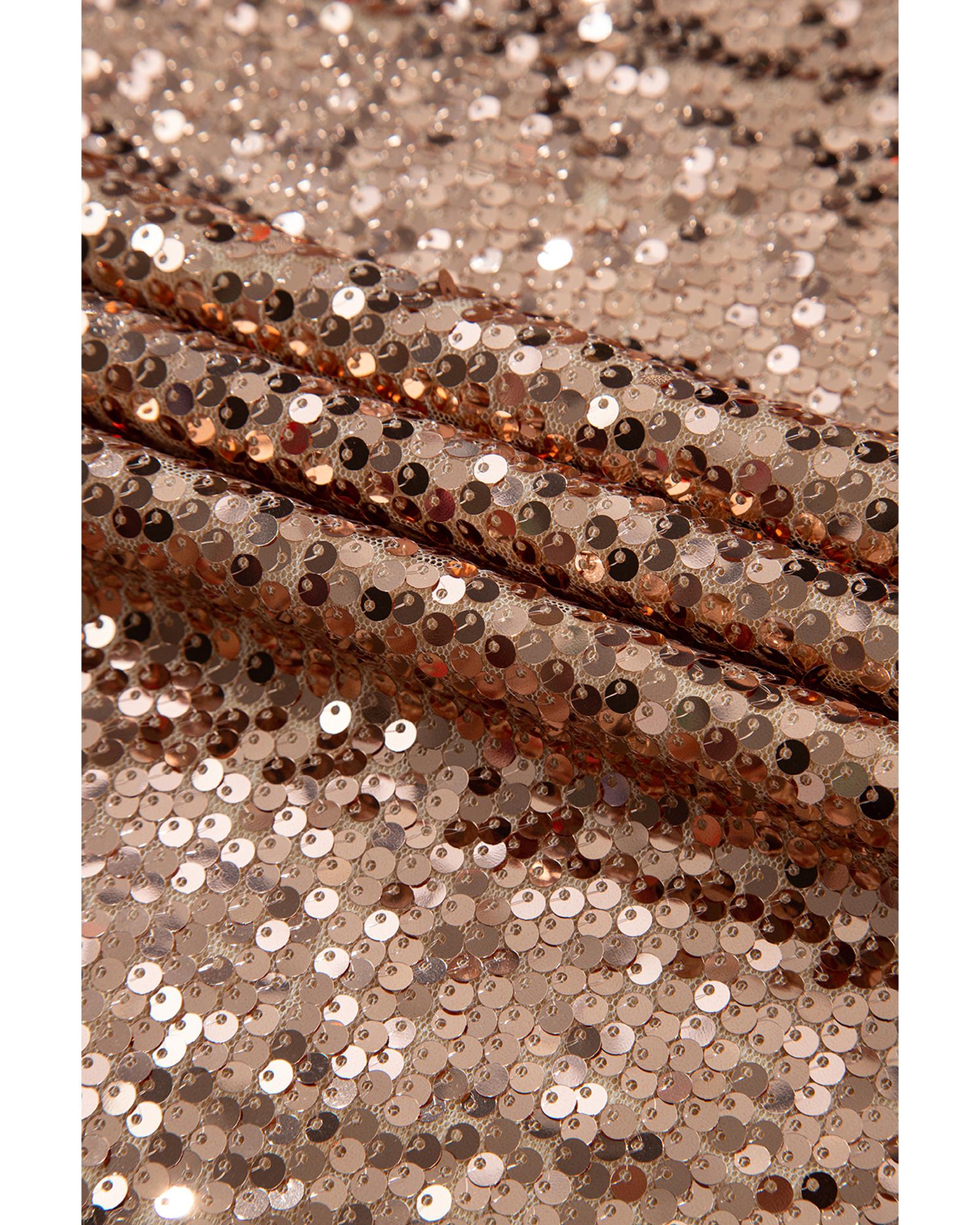 V539-AZEXDC6121637-P12-L-202506141927-06 Gold Sequined Long Sleeve Cutout Back Mini Dress - L - Image 7
