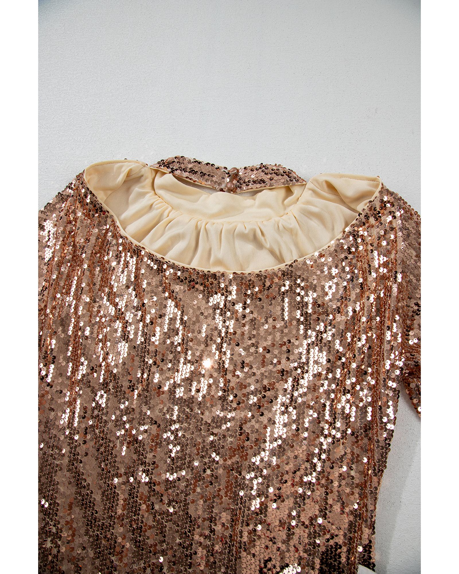 V539-AZEXDC6121637-P12-XL-202508281225-05 Gold Sequined Long Sleeve Cutout Back Mini Dress - XL - Image 6