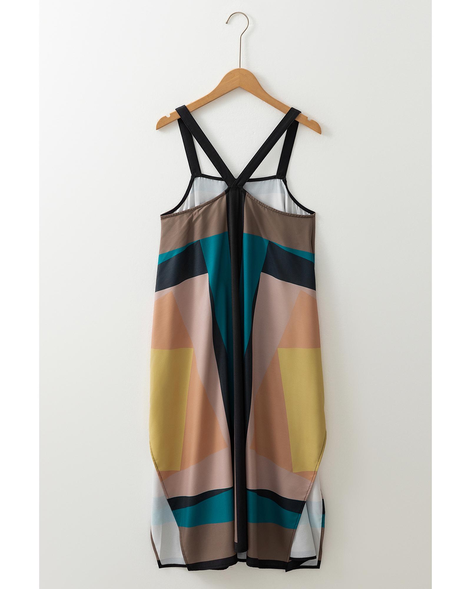 V539-AZEXDC6123299-P1720-M-202508301430-07 Brown Retro Geometric Printed Y Back Sleeveless Dress - M - Image 8