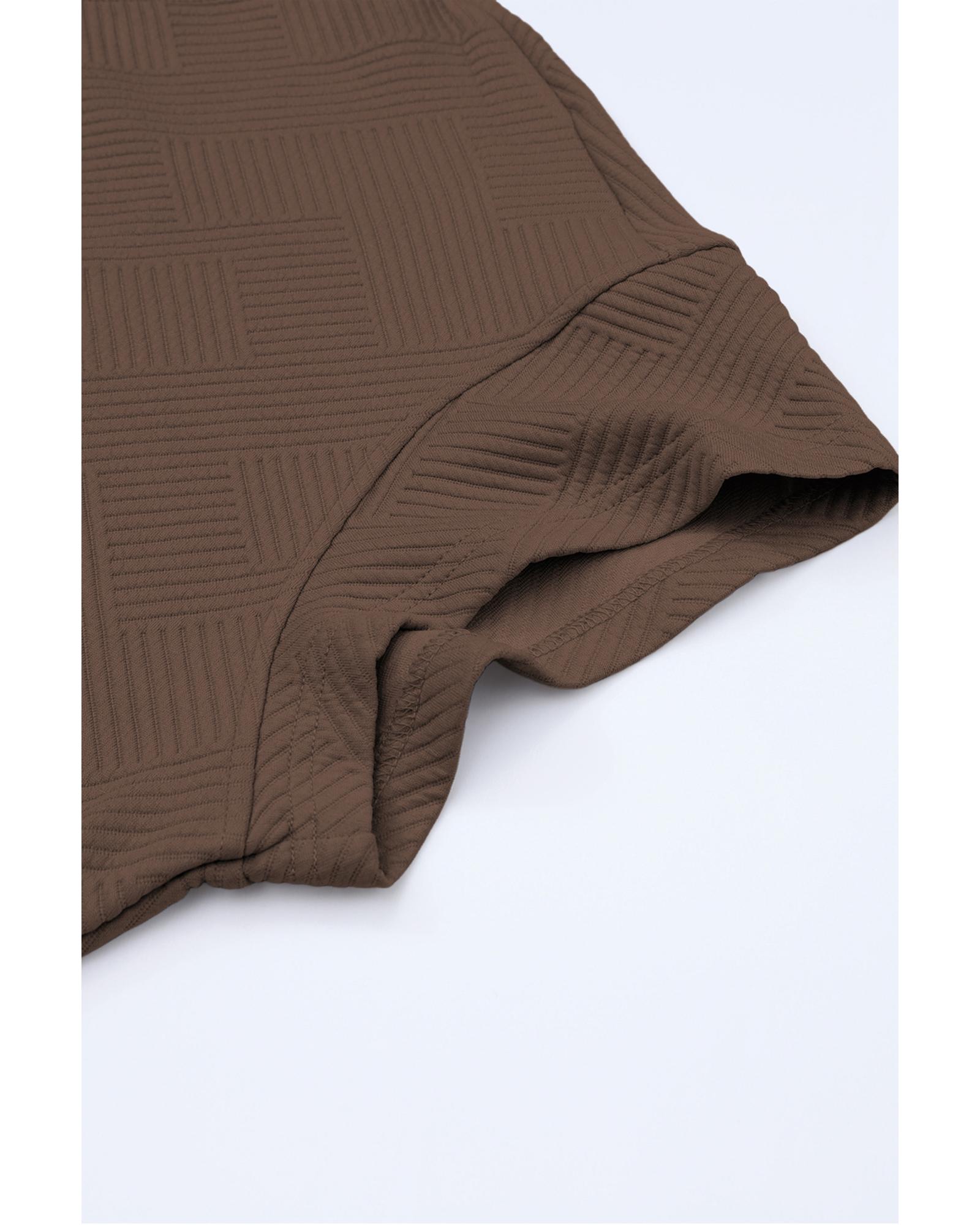 V539-AZEXDC625264-17-2XL-202508280610-07 Brown Textured Loose Fit T Shirt and Drawstring Pants Set - 2XL - Image 8