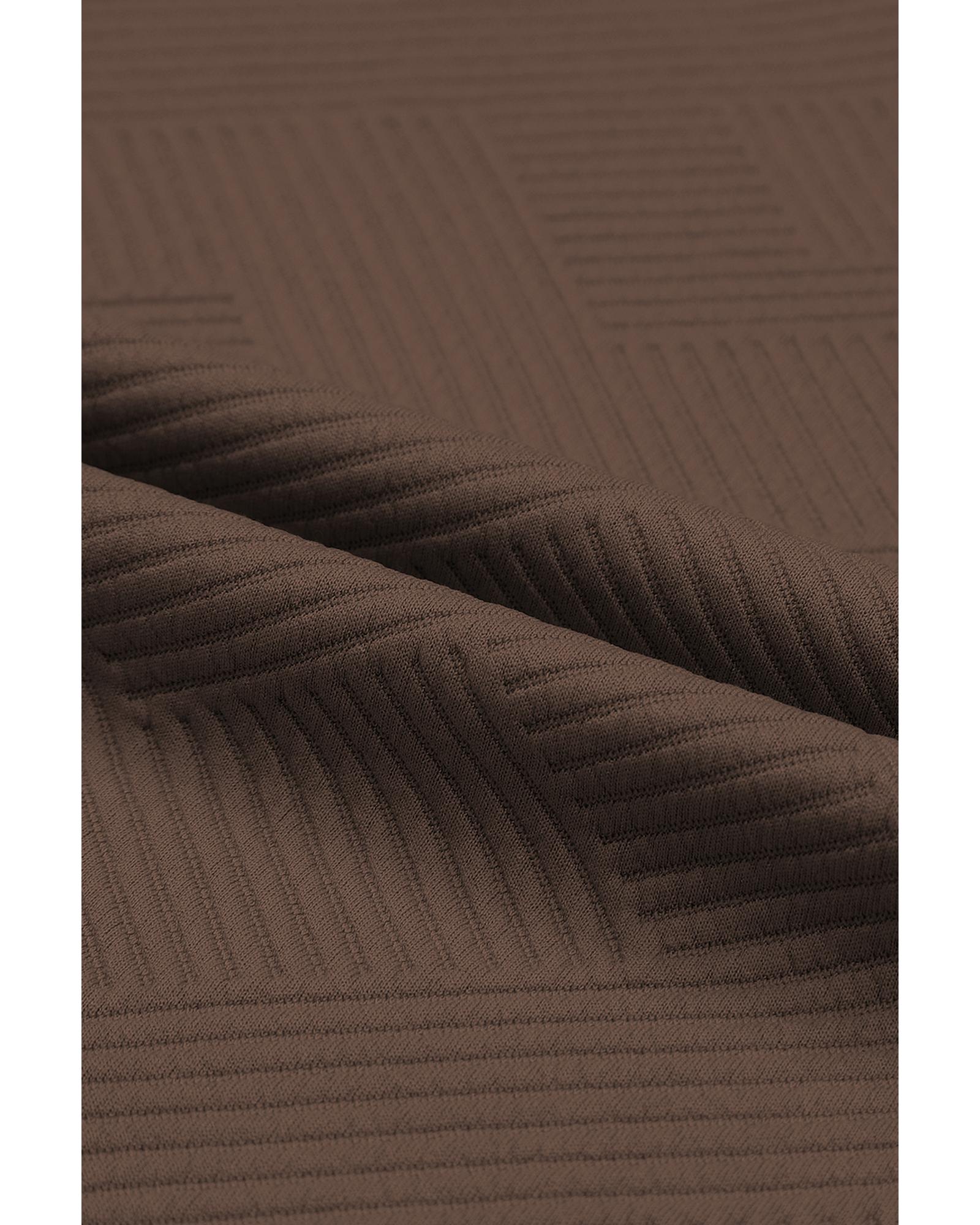 V539-AZEXDC625264-17-L-202508280925-01 Brown Textured Loose Fit T Shirt and Drawstring Pants Set - L - Image 2