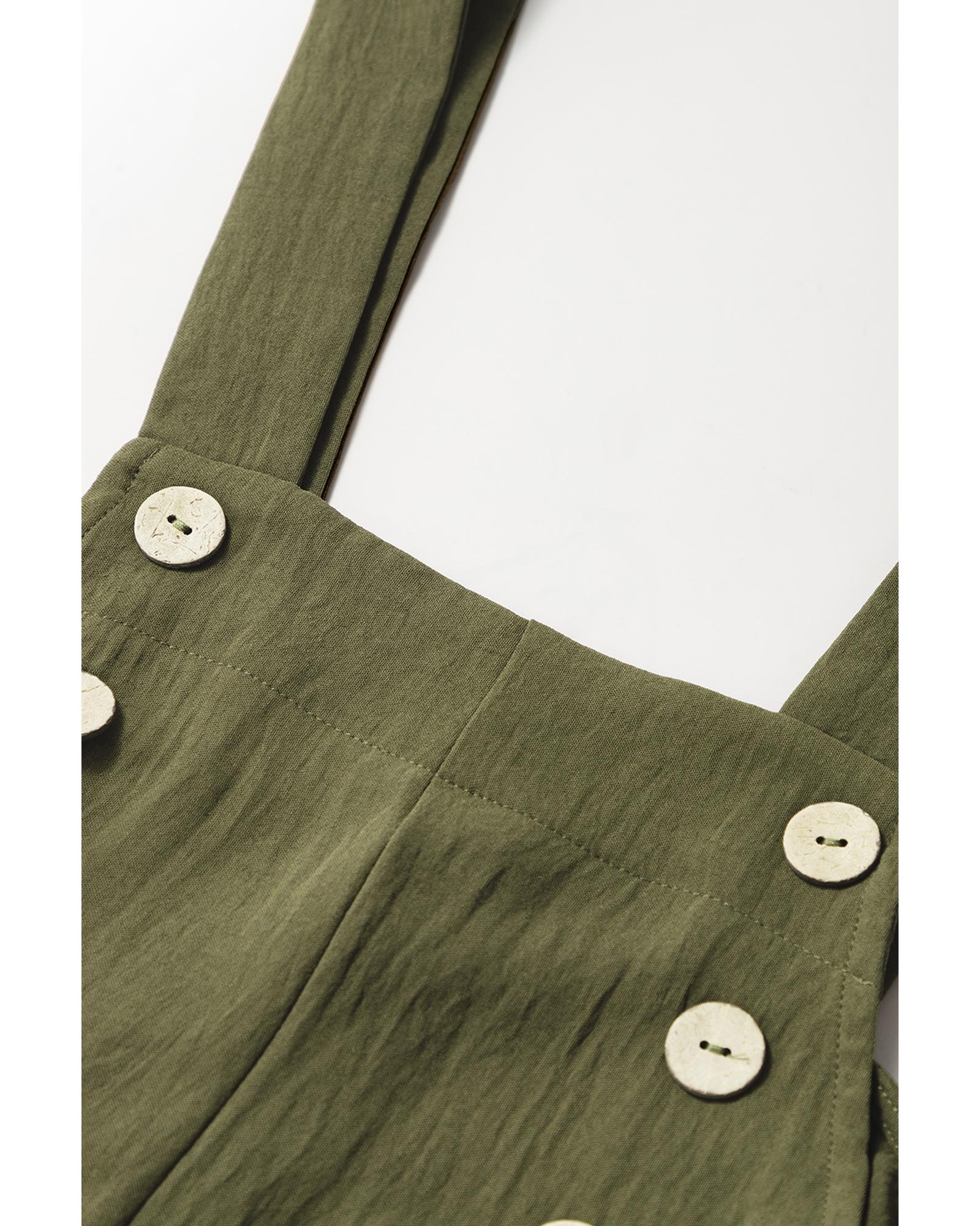 V539-AZEXDC7721094-P609-XL-202508280045-05 Jungle Green Solid Color Buttoned Straight Leg Overall - XL - Image 6