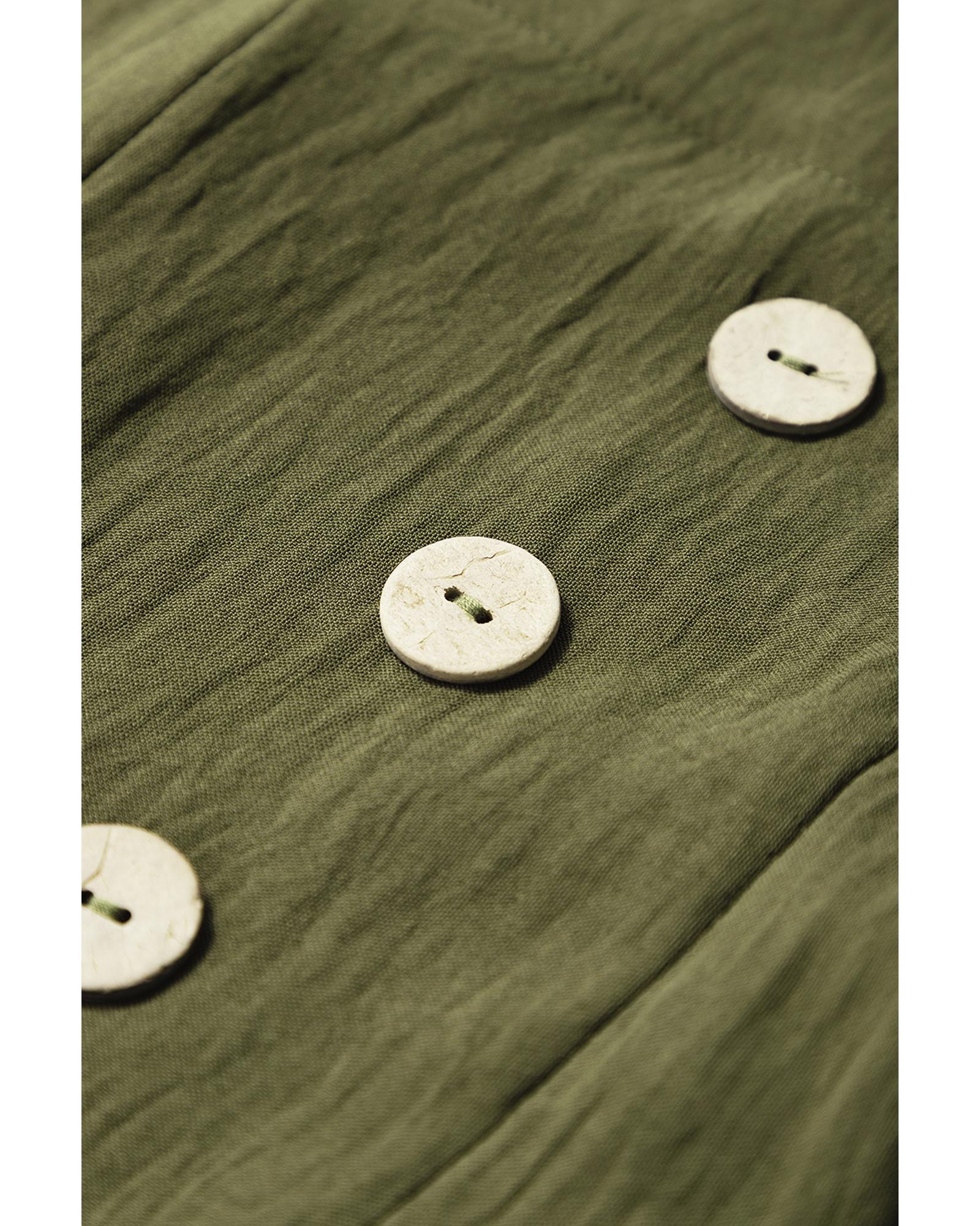 V539-AZEXDC7721094-P609-XL-202508280045-07 Jungle Green Solid Color Buttoned Straight Leg Overall - XL - Image 8