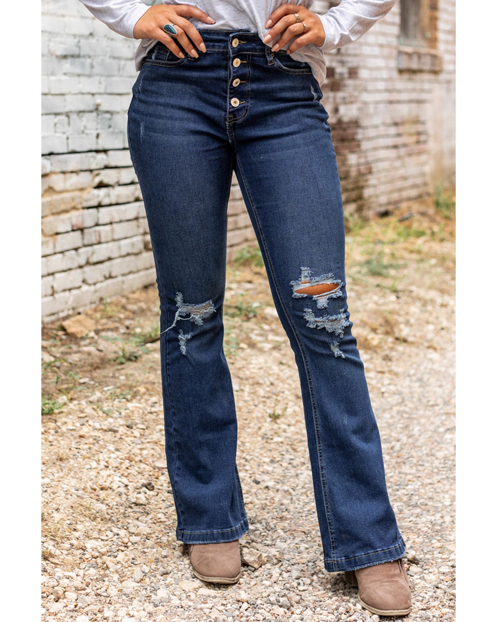 V539-AZEXDC783659-5-S-165160-04 Azura Exchange Distressed Flare Bottom Jeans - S - Image 5