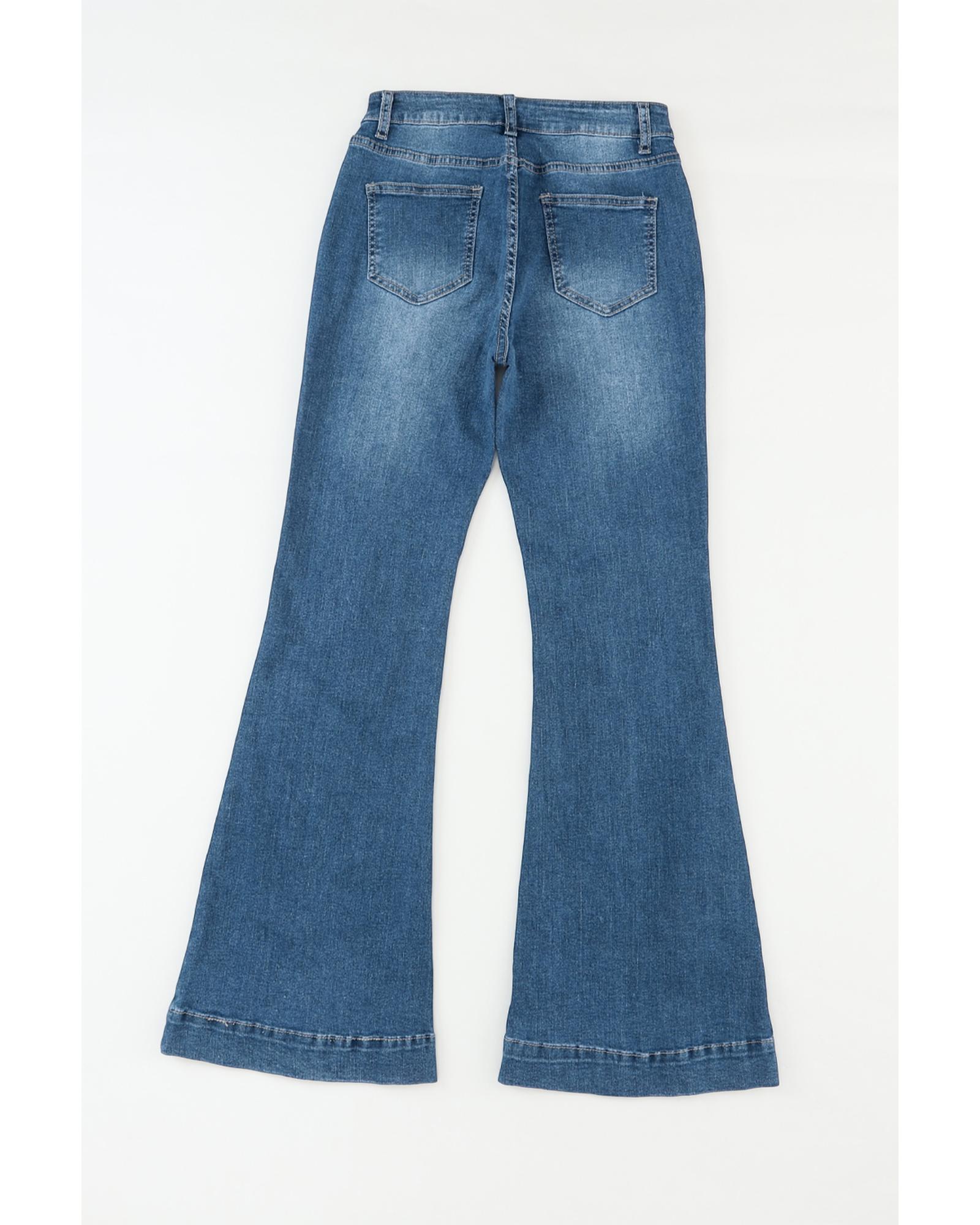 V539-AZEXDC7873920-5-12-202508290755-05 Azura Exchange High Waist Flare Jeans with Seam Stitching and Pockets - 12 US - Image 6