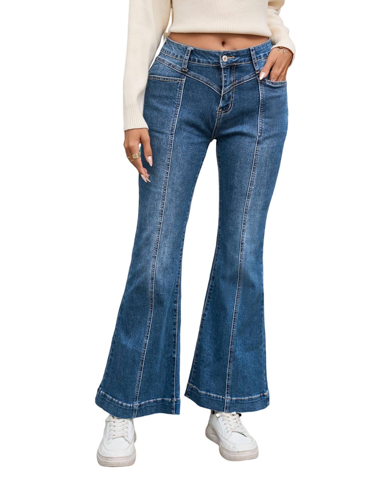 V539-AZEXDC7873920-5-12-202508290755-07 Azura Exchange High Waist Flare Jeans with Seam Stitching and Pockets - 12 US - Image 8