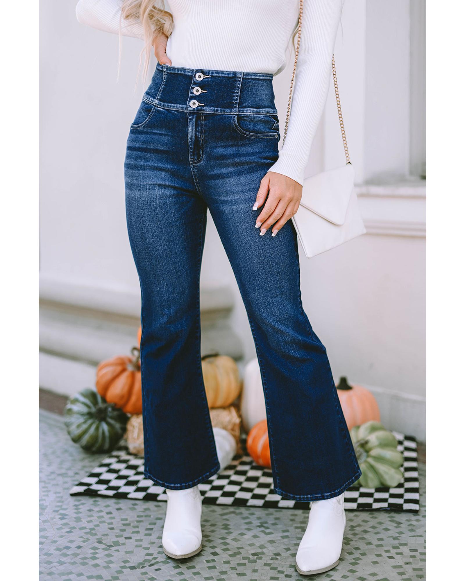 V539-AZEXDC7873952-5-14-202508251650-01 Azura Exchange Elastic Waistband Flare Jeans - 14 US - Image 2