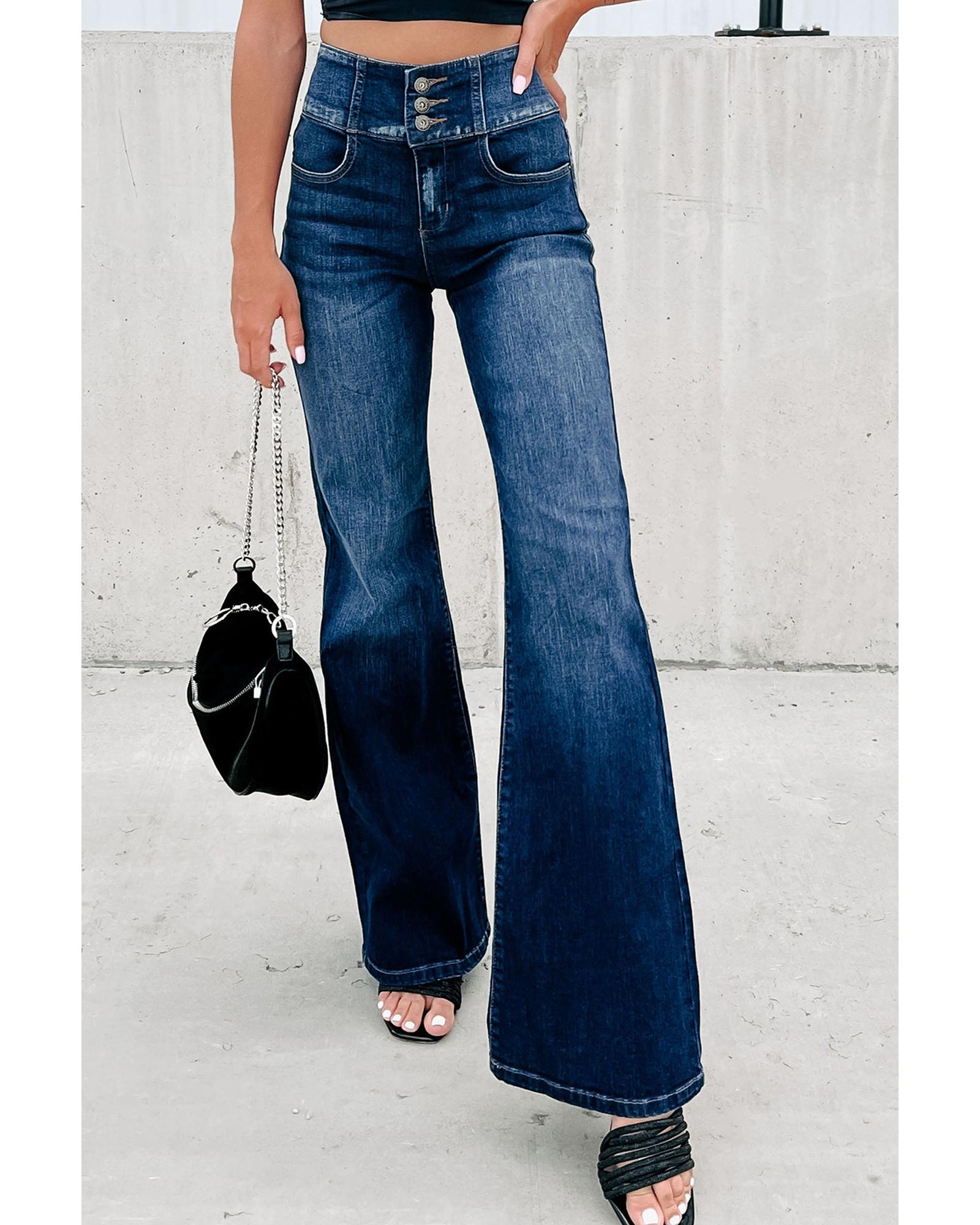 V539-AZEXDC7873952-5-14-202508251650-03 Azura Exchange Elastic Waistband Flare Jeans - 14 US - Image 4