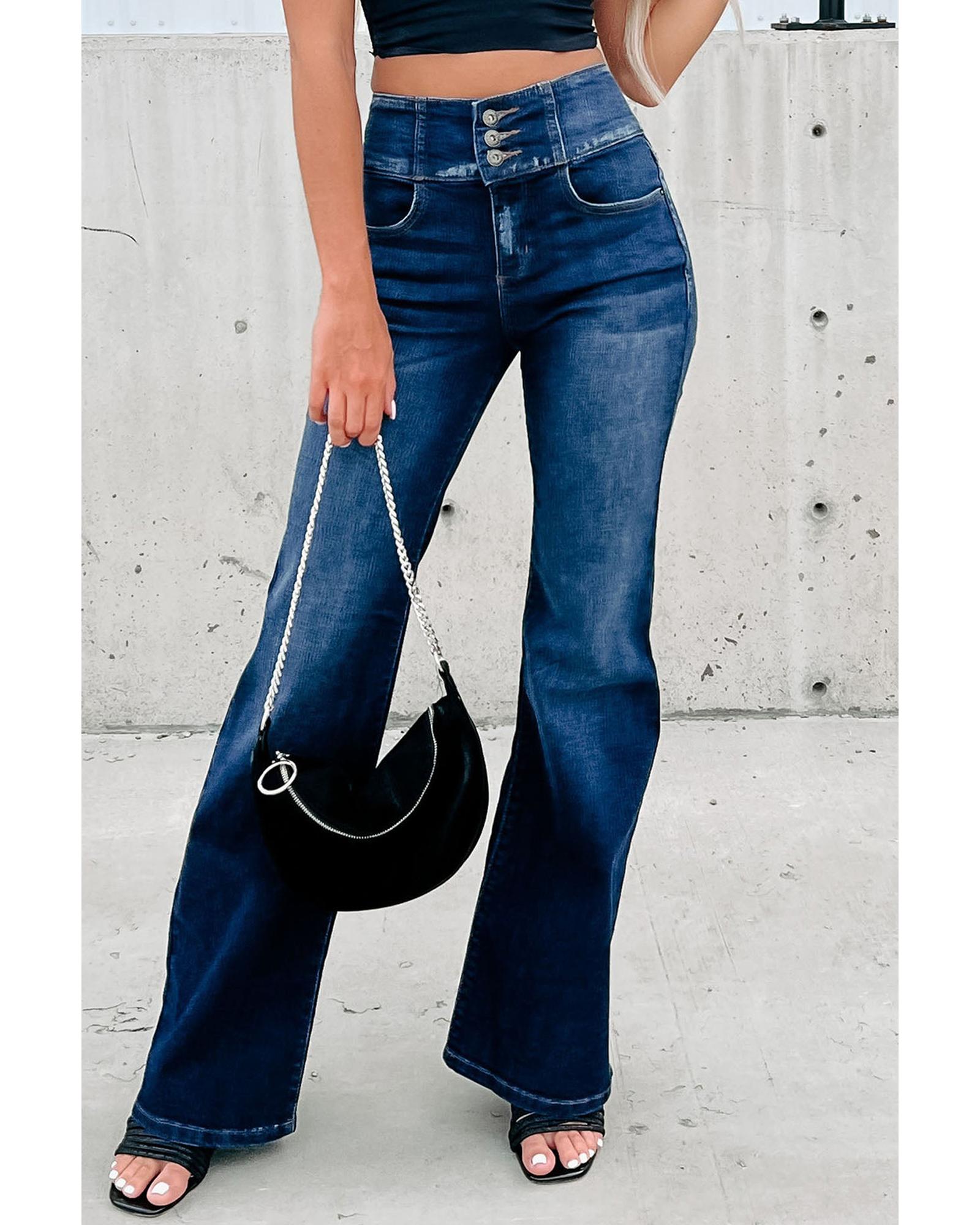V539-AZEXDC7873952-5-16-202508251615-03 Azura Exchange Elastic Waistband Flare Jeans - 16 US - Image 4