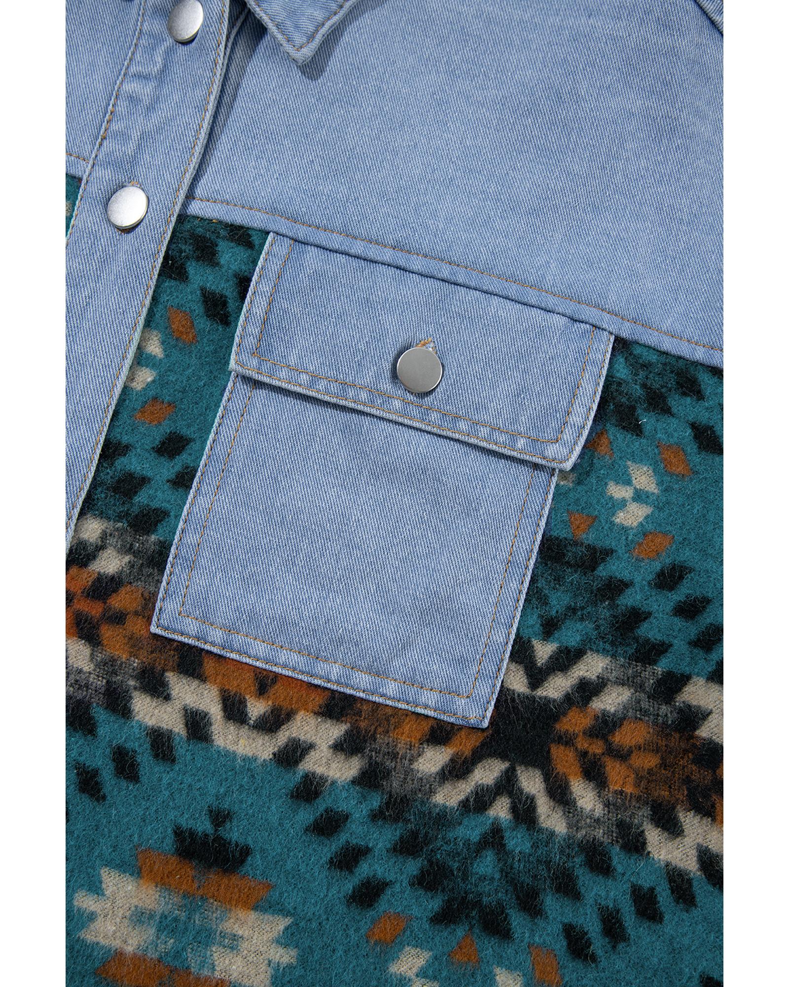 V539-AZEXDC788577-P520-L-202508300550-07 Blue Aztec Printed Denim Jacket - L - Image 8