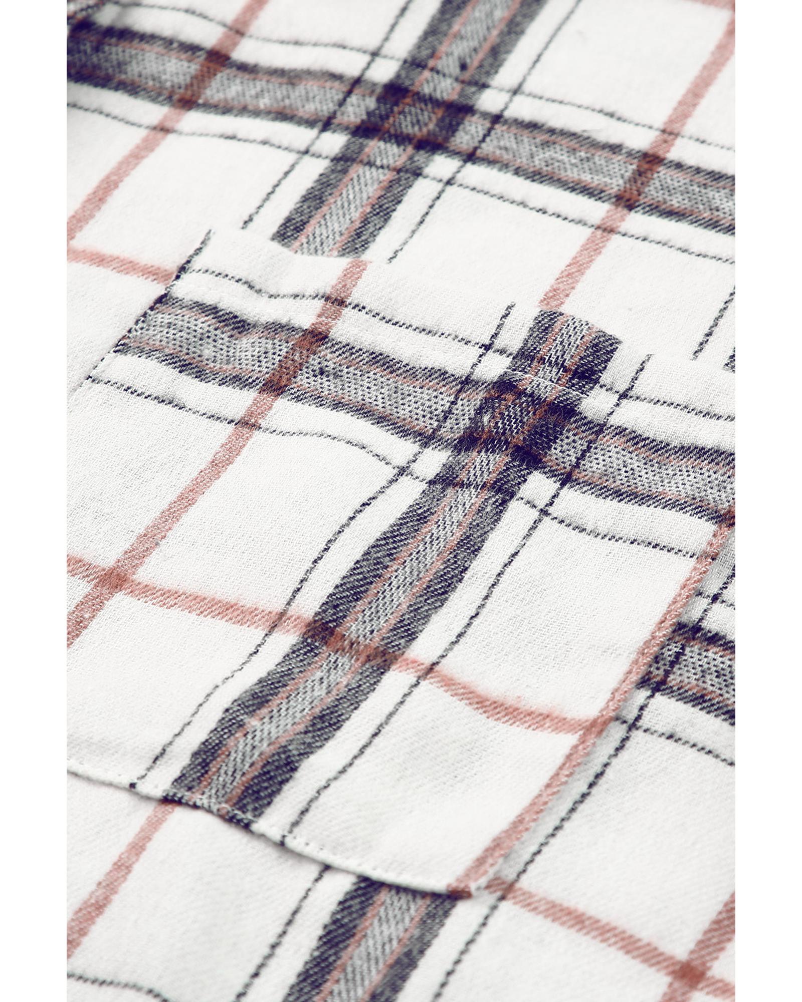 V539-AZEXDC854215-1-XL-202508290035-00 Azura Exchange White Oversized Plaid Pattern Shacket with Slits - XL - Image 1