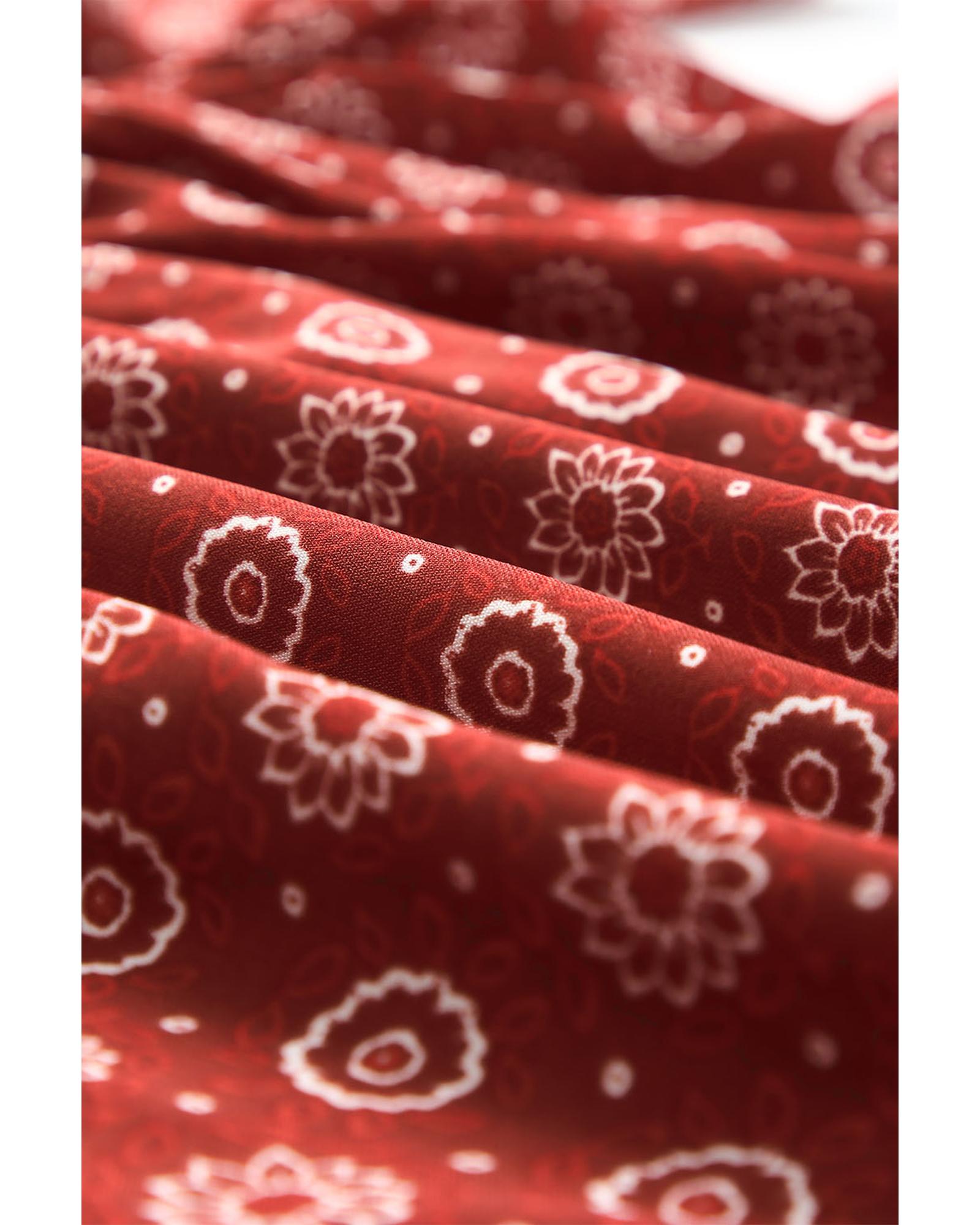 V539-AZEXPL251461-3-1X-202506190015-00 Red Plus Size Square Neck Printed Peplum Top - 1X - Image 1