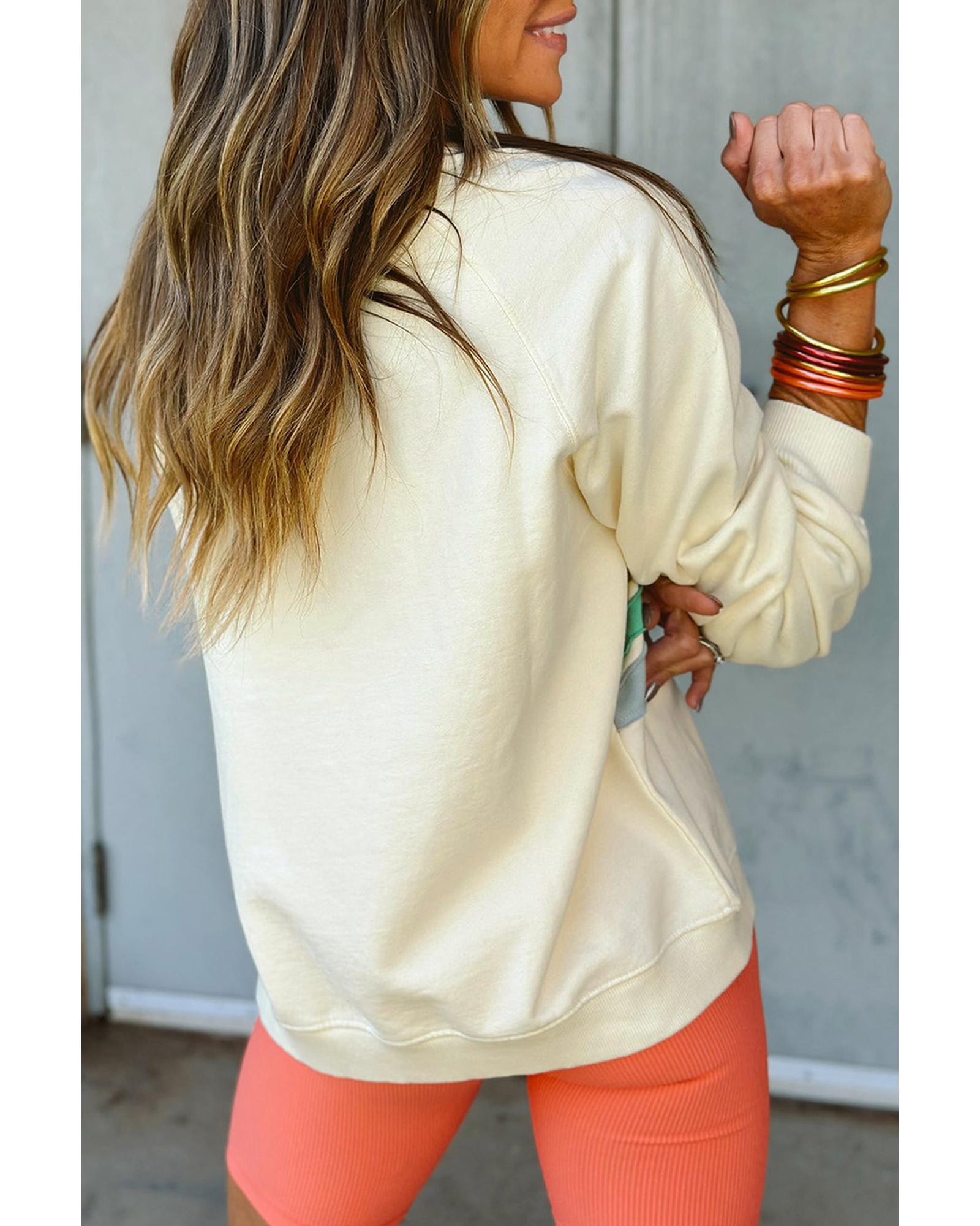 V539-AZEXPL253795-P1-4X-202508301725-00 white Rainbow Raglan Sleeve Crew Neck Plus Size Sweatshirt - 4X - Image 1