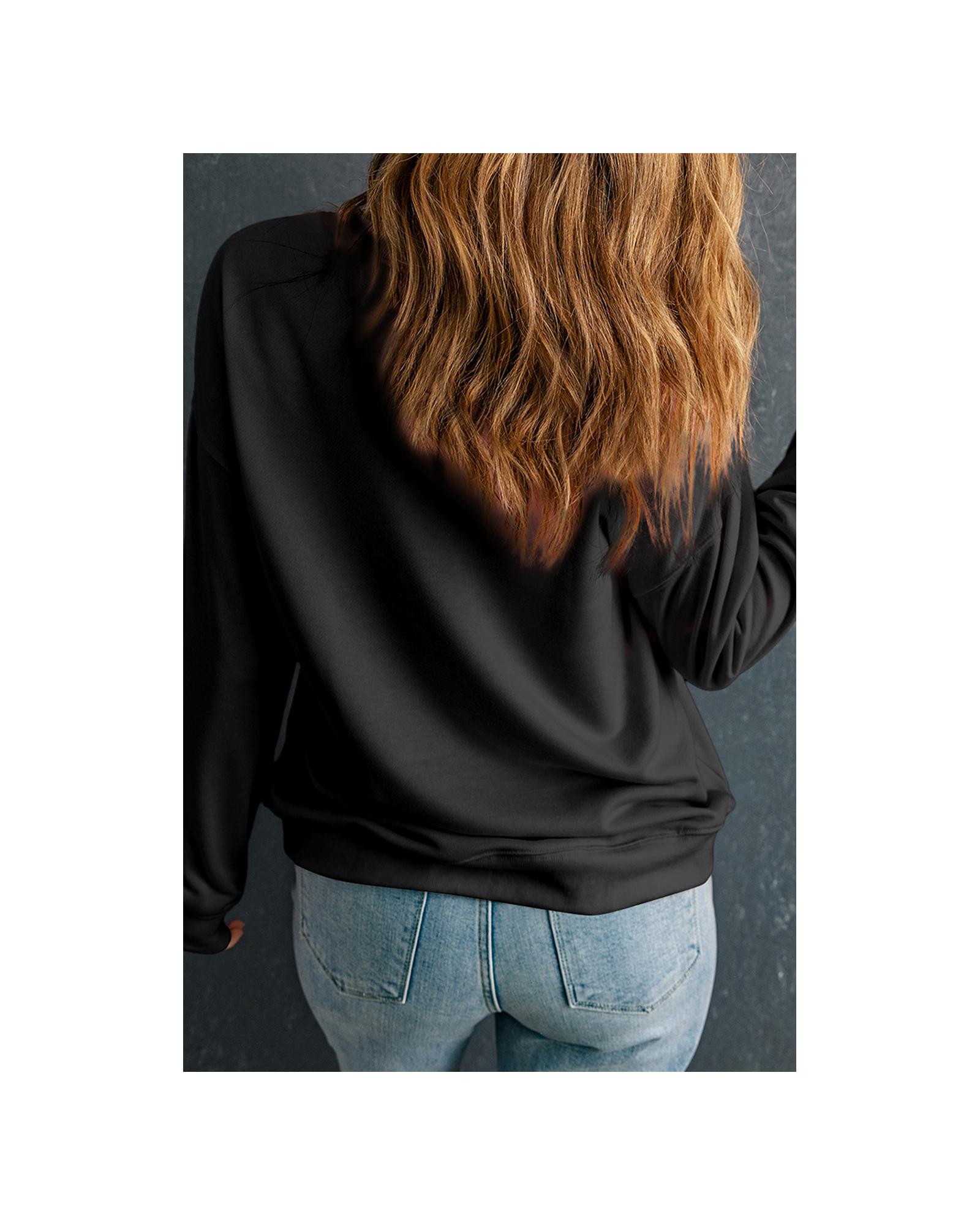 V539-AZEXPL253838-P2-4X-202508302340-00 Black Sequin Pumpkin Face Graphic Plus Size Halloween Sweatshirt - 4X - Image 1