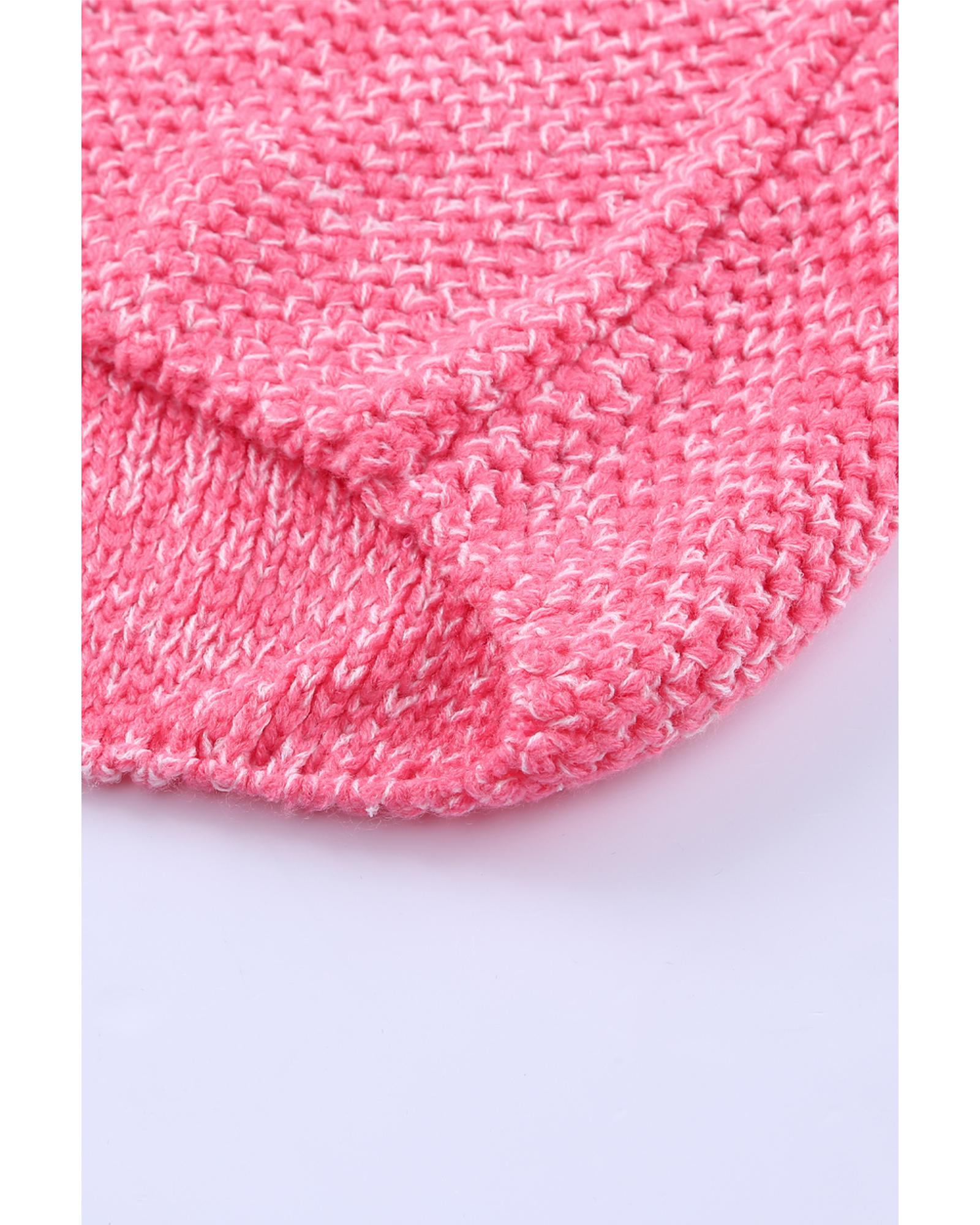 V539-AZEXPL272076-10-5X-202508300735-00 Pink Plus Size Stripe Oversized Sweater - 5X - Image 1