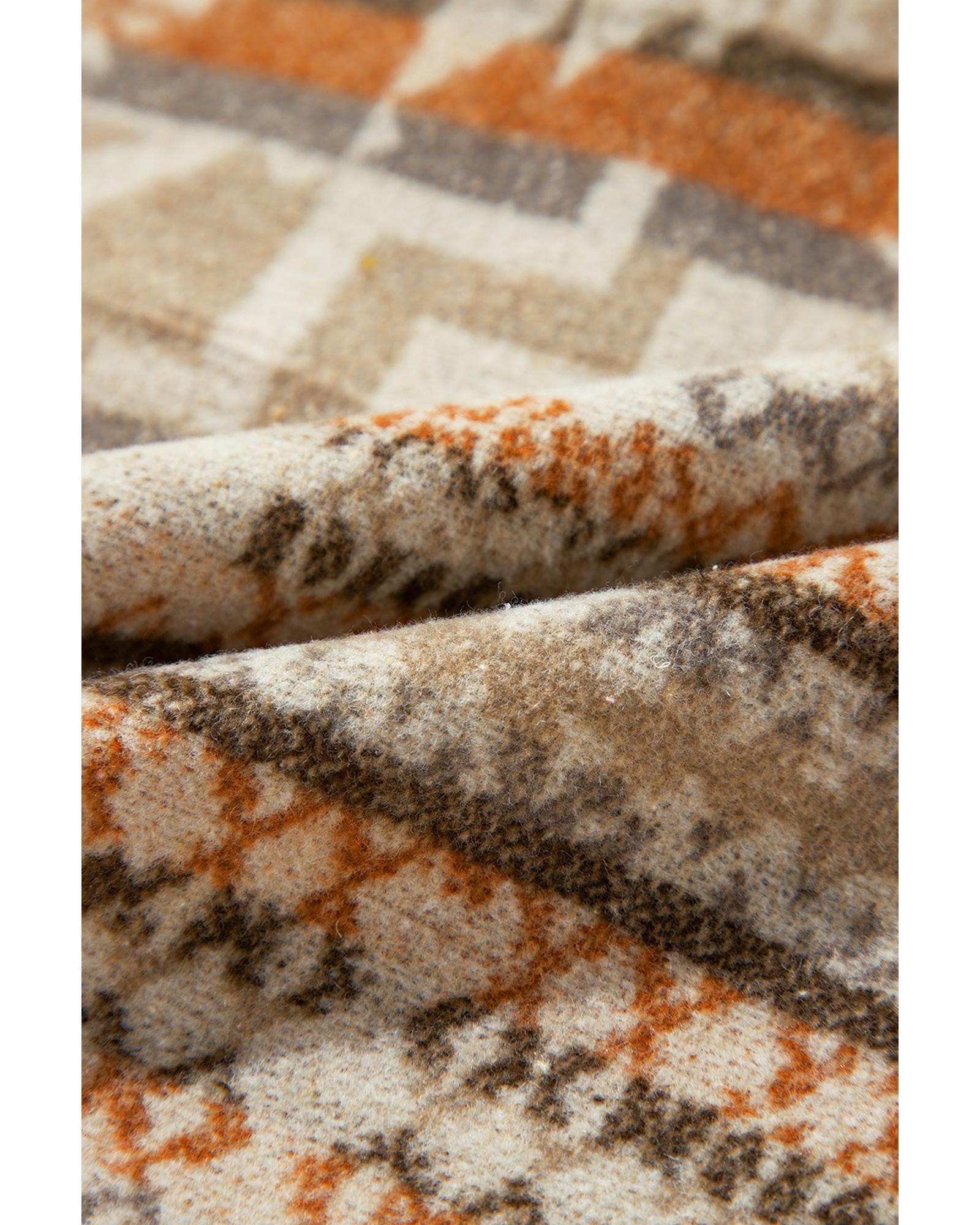 V539-AZEXPL851181-P120-3X-202508310040-00 White Aztec Geometric Print Pockets Plus Size Jacket - 3X - Image 1