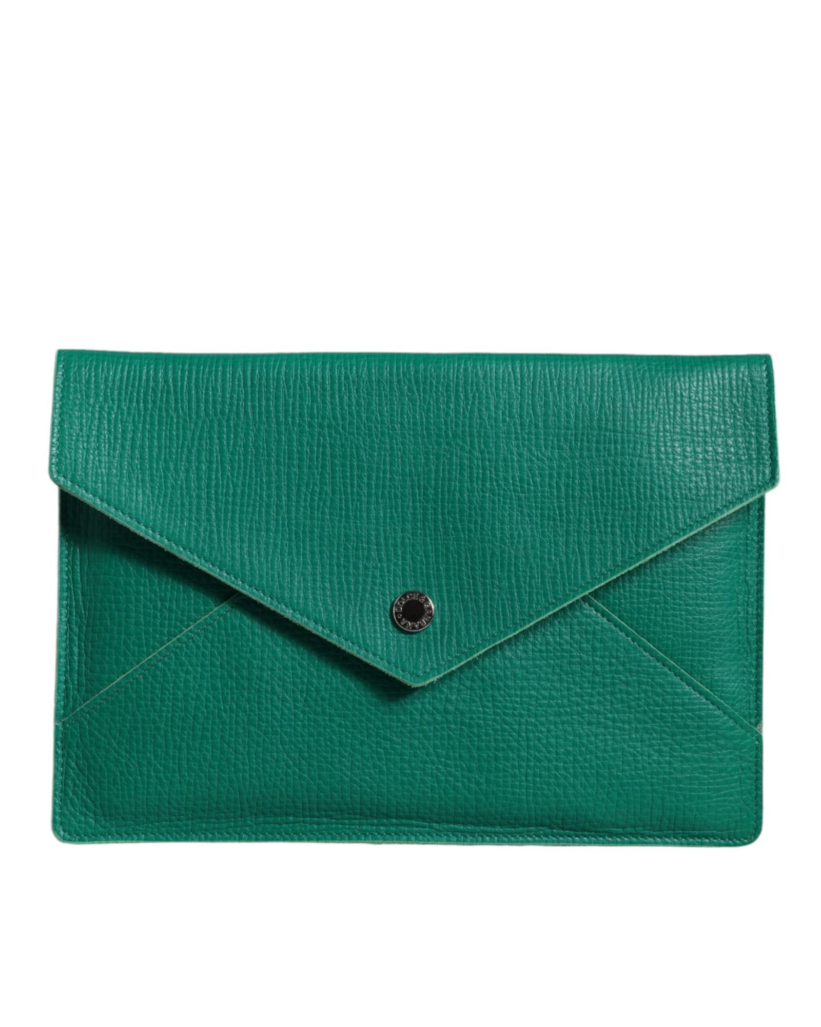 V539-BAG1542-202506160315-00 Dolce & Gabbana Women's Green Leather Handbag Clutch Mini Purse Pouch Tablet Case - One Size - Image 1