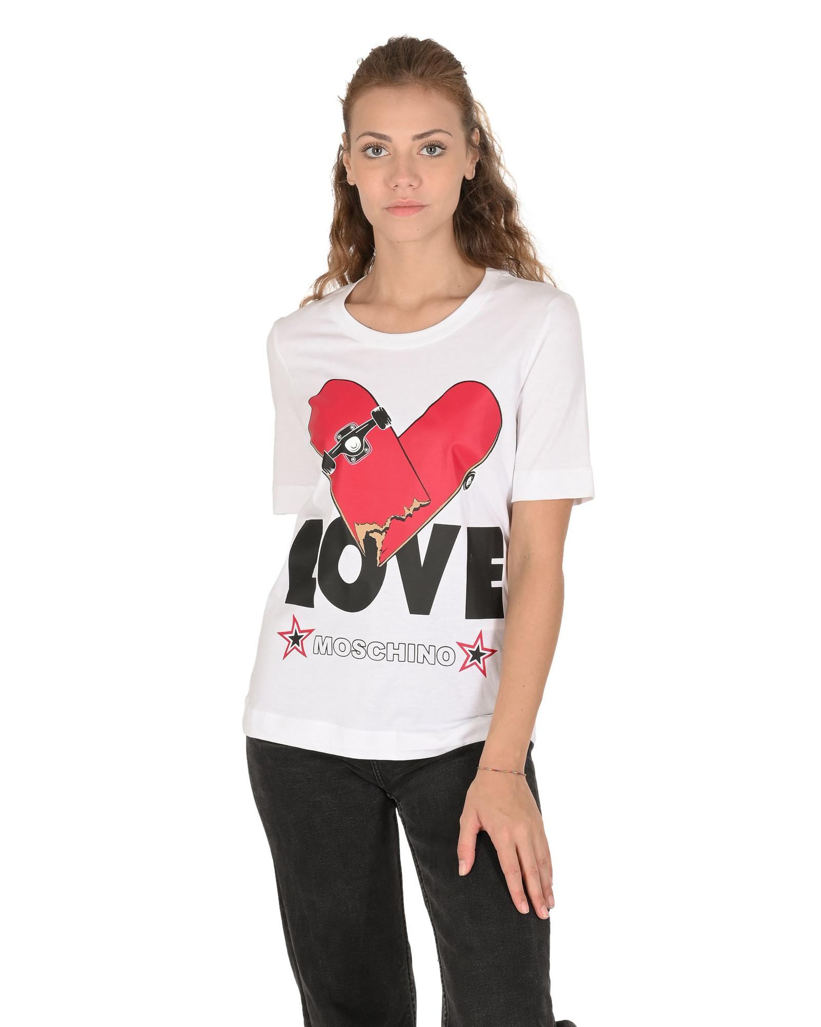 V539-BTB106894-202506160140-00 Love Moschino Women's Skateboard Heart T-Shirt White - 40 IT - Image 1