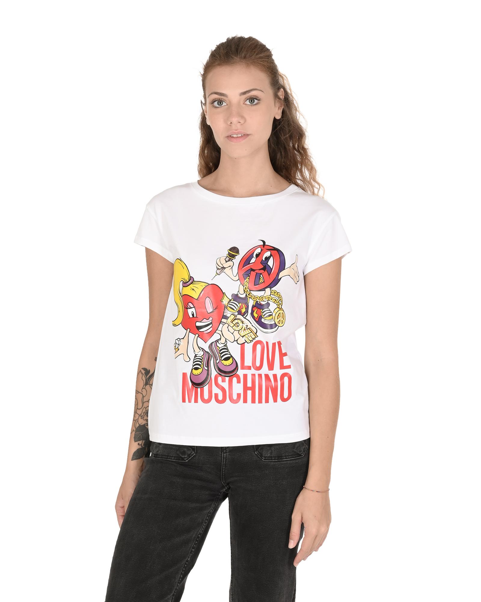 V539-BTB106899-202506160141-00 Love Moschino Women's Peace & Love Graphic T-Shirt - 44 IT - Image 1
