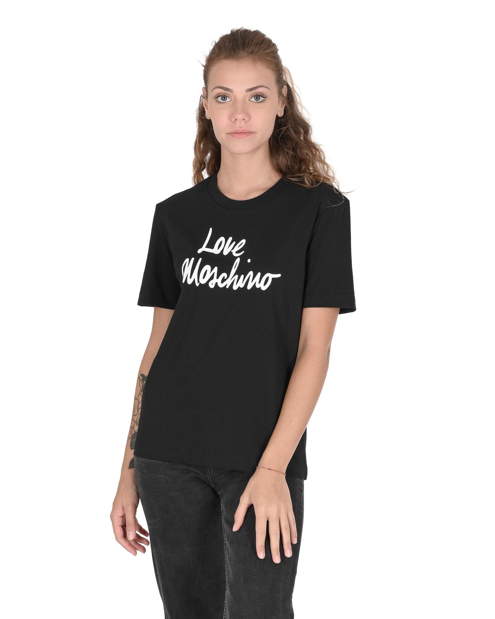 V539-BTB106968-202506160212-00 Love Moschino Women's Black Logo T-Shirt - 40 IT - Image 1