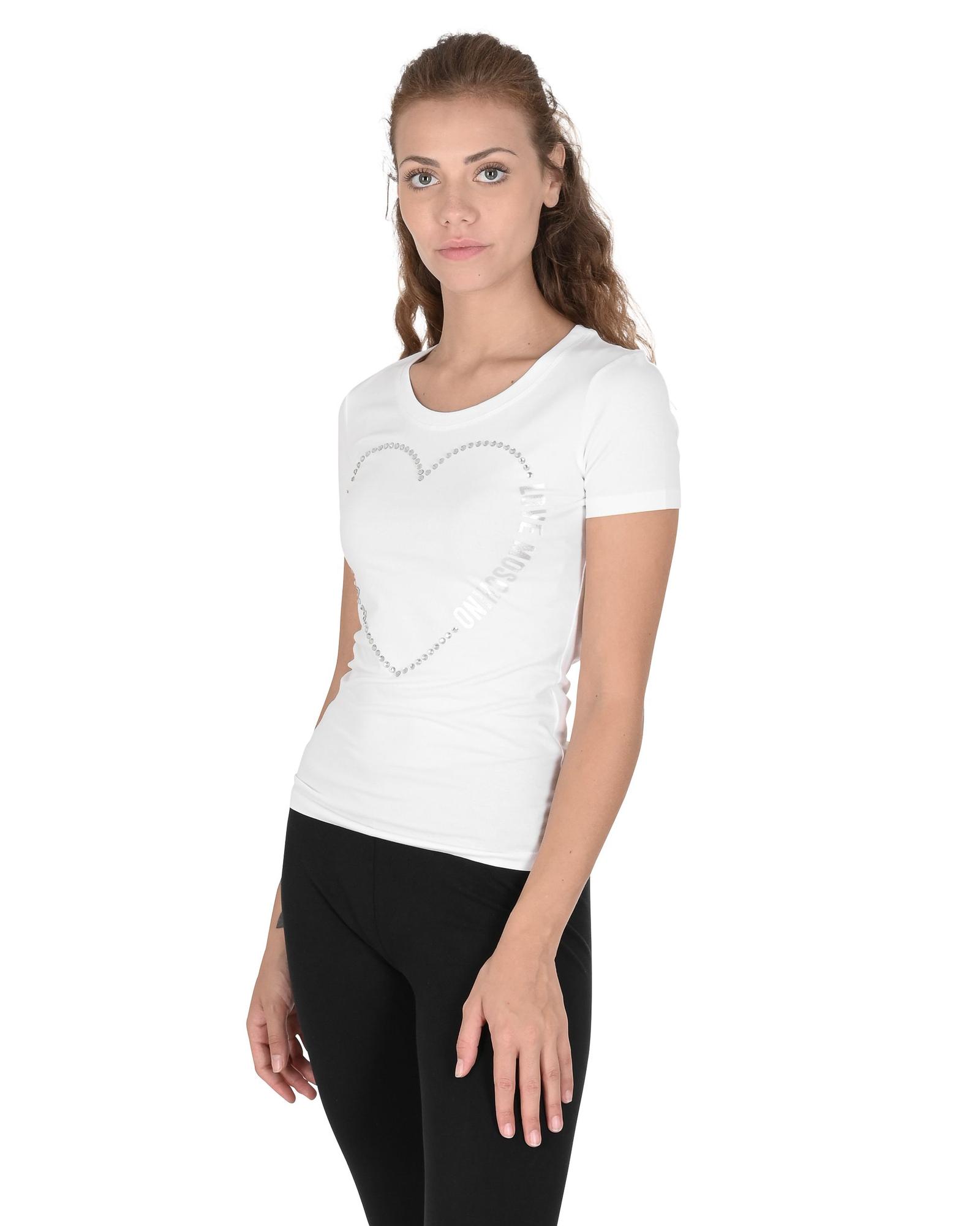 V539-BTB107004-202506160220-00 Love Moschino Women's Heart Logo T-Shirt - White - 38 IT - Image 1