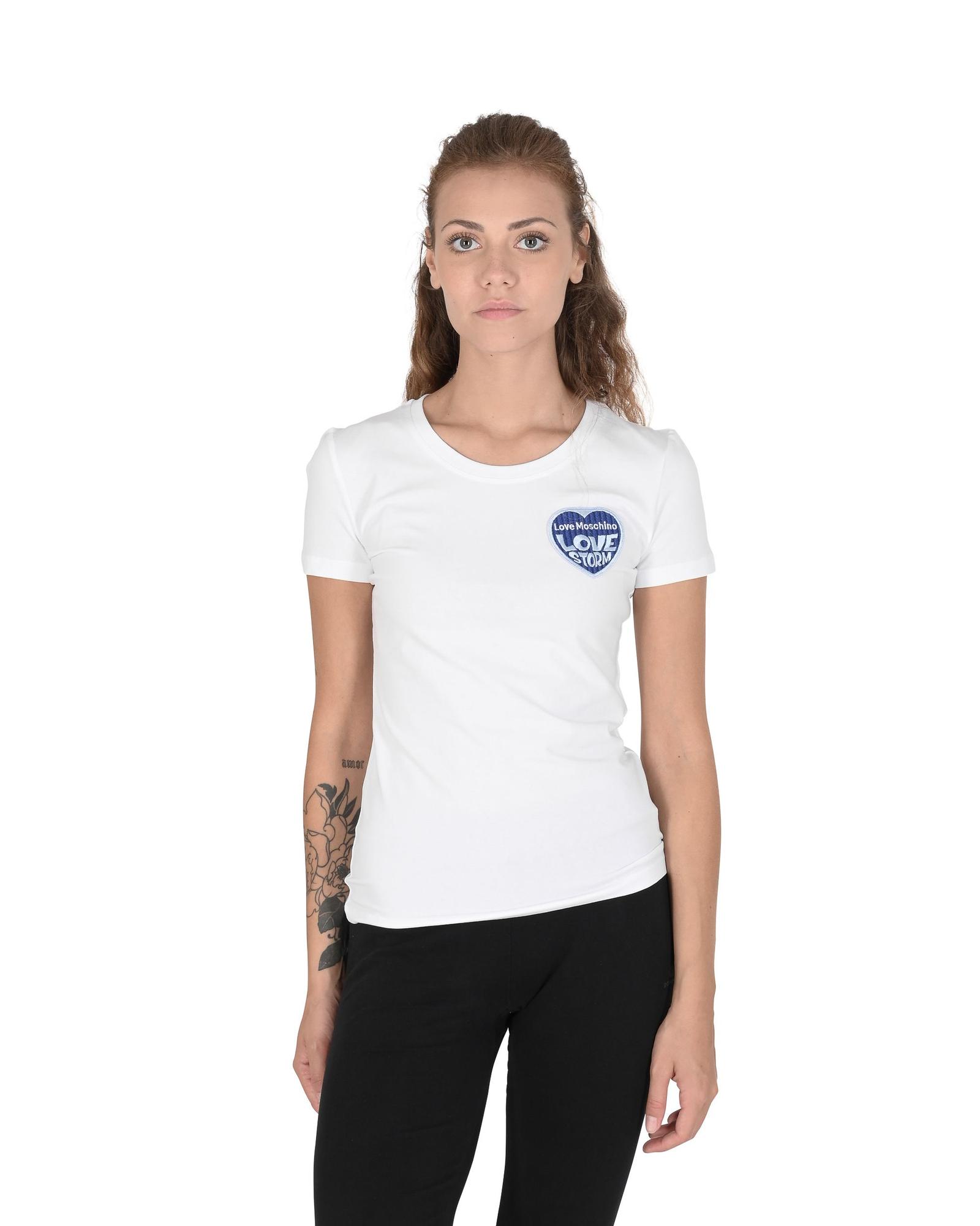 V539-BTB107025-202506160227-00 Love Moschino Women's Love Storm T-Shirt White - 40 IT - Image 1