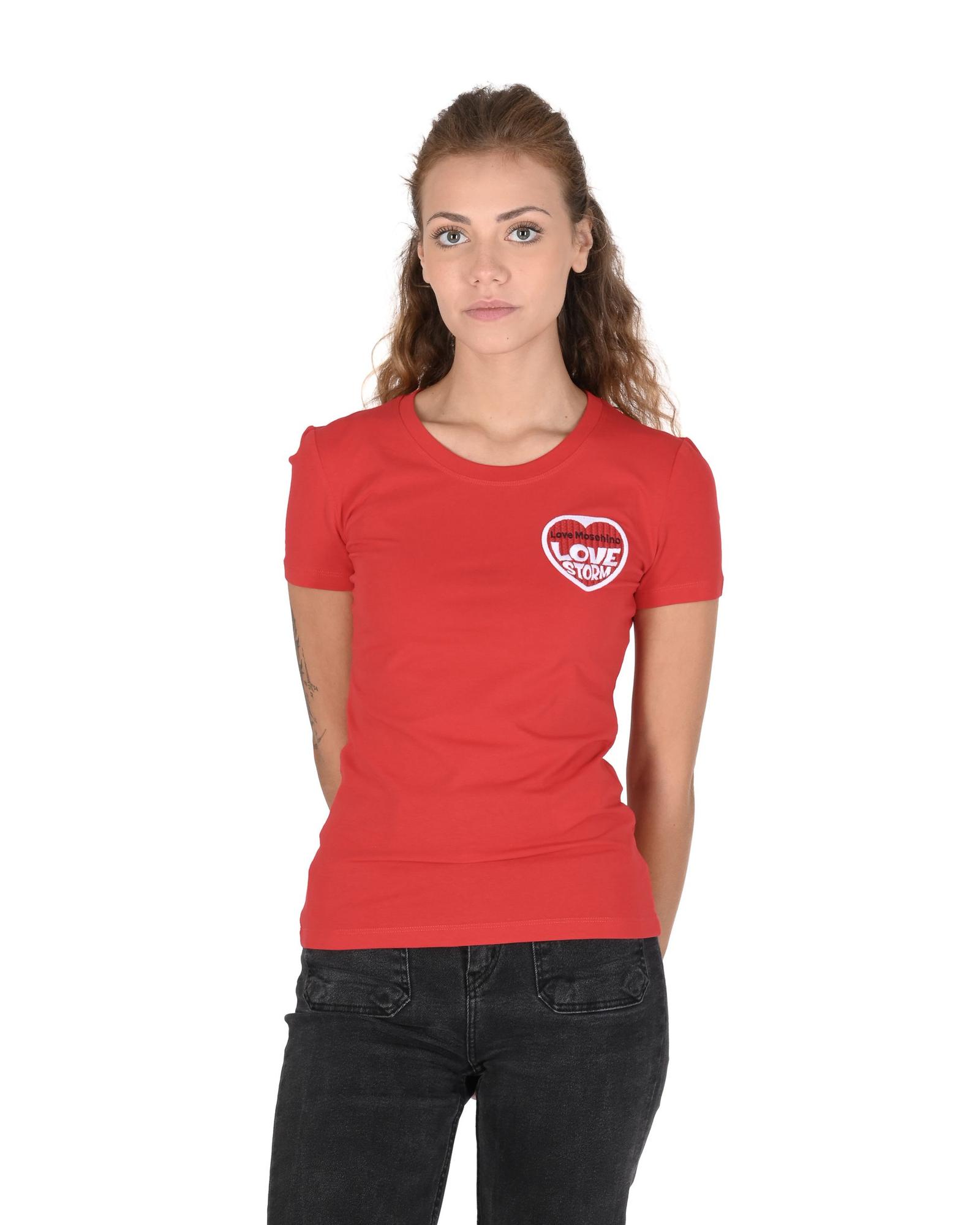 V539-BTB107039-202506191922-00 Love Moschino Women's Love Storm Red T-Shirt - 46 IT - Image 1